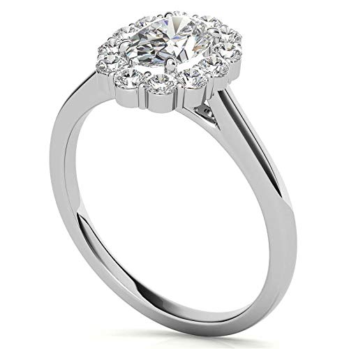 2.80 Carat Oval Moissanite Engagement Ring - Vintage Wedding Band with 4-Prong Halo Setting in Sterling Silver - Anniversary Promise Gift for Her - Perfect for Proposals, Weddings & Romantic Occasions by Neerja Jewels