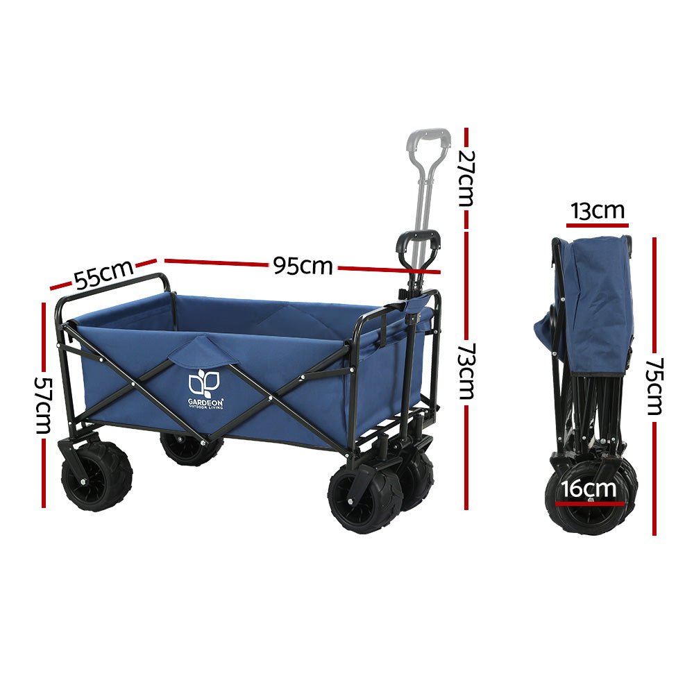 Heavy Duty Folding Garden Cart - 120kg Capacity Utility Wagon for Camping, Outdoor, Beach & Yard Work | Portable Trolley for Gardening, Picnics, Groceries & More