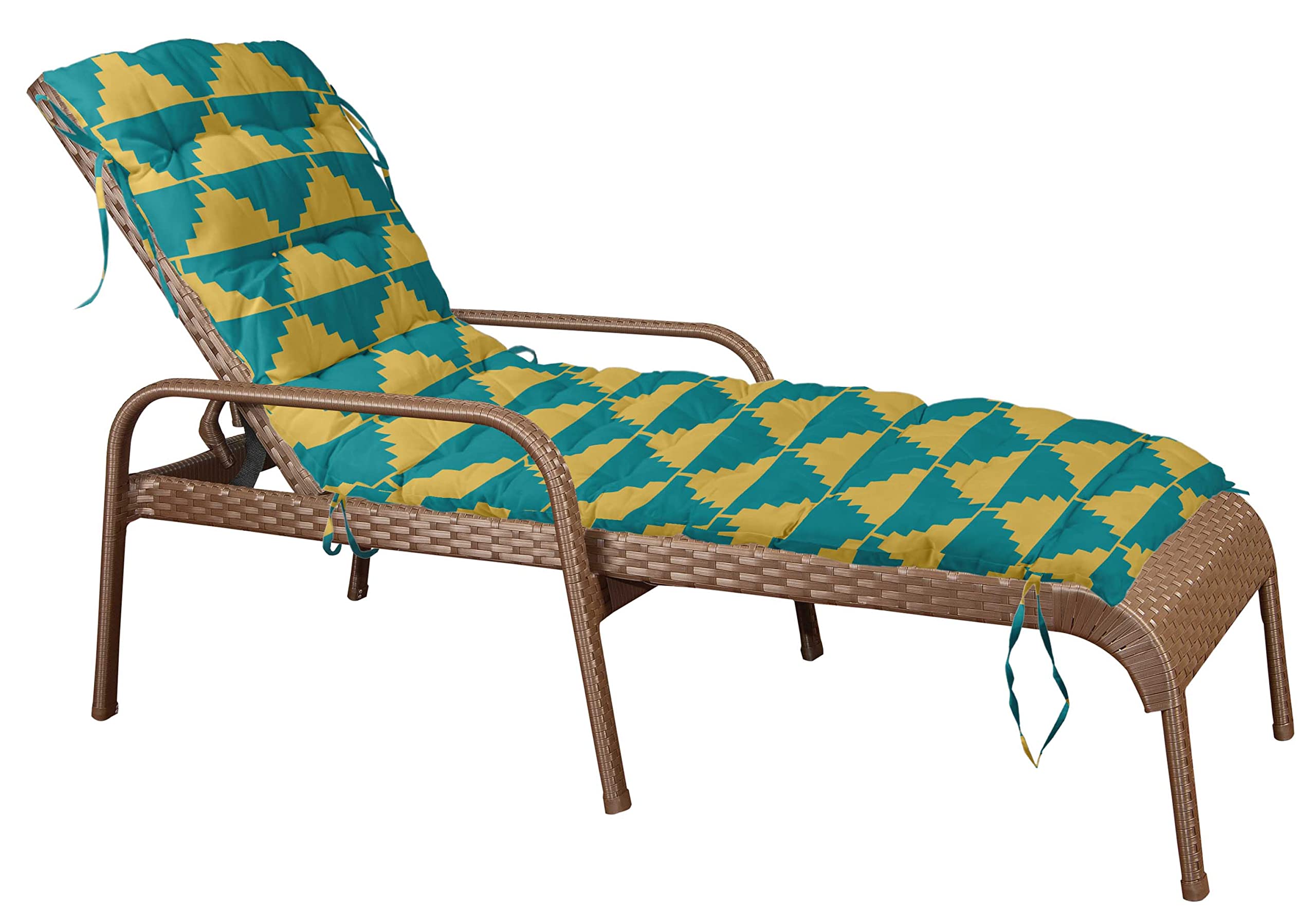Quilted Thick Padded Seat Cushion for Rocking Chair, Sofa & Recliner - 74x23 Inch Yellow Outdoor Bench Cushion with Ties - Perfect for Garden, Patio, Terrace & Poolside Relaxation