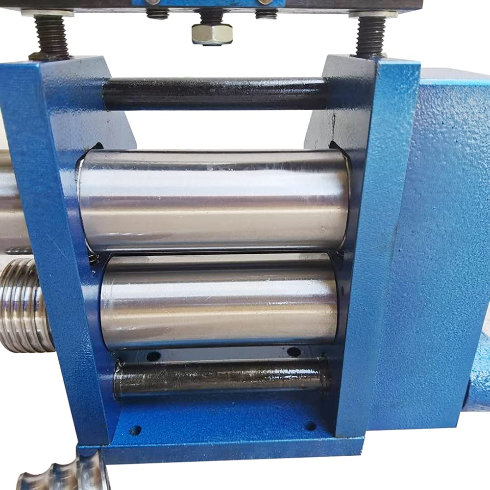 75mm Blue Manual Jewelry Rolling Mill Machine - Metal Sheet & Wire Press Tool for DIY Jewelry Making, Repair, and Crafting (Perfect for Goldsmiths, Hobbyists & Small Workshops)