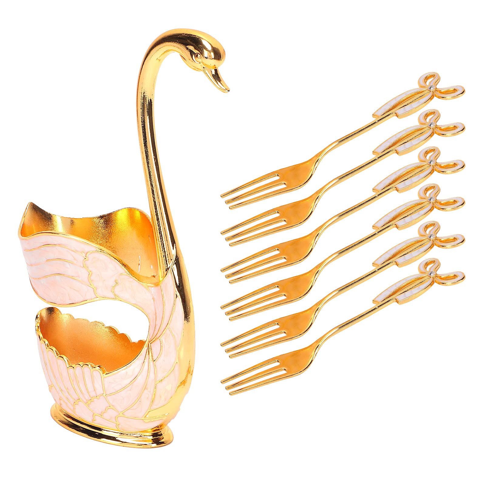 Premium Dessert Spoons Set - Gold & White Coffee Spoons with Matching Fork for Christmas, Holidays, Parties, Birthdays - Easy to Clean & Safe for Home Use - Perfect for Desserts, Ice Cream, Coffee & Tea Time