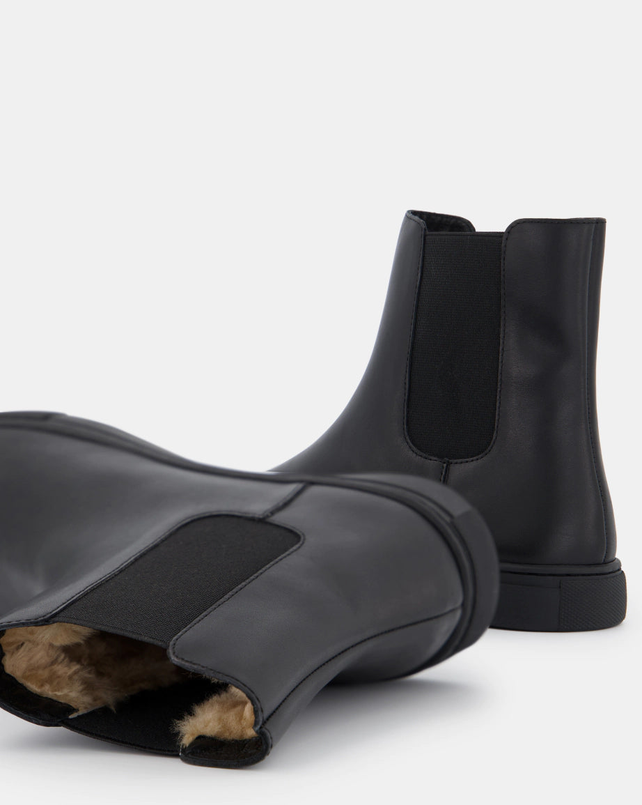Premium Merino Wool Lined Chelsea Boots for Men & Women - Comfortable Winter Ankle Boots with Soft Wool Interior | Black | Perfect for Cold Weather, Outdoor Activities & Casual Wear