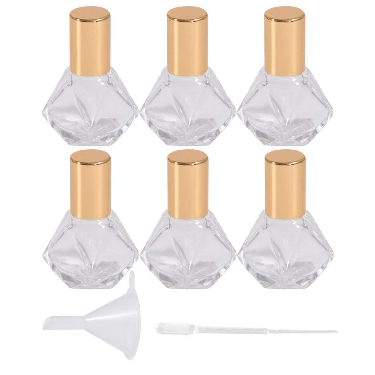 8Pcs Refillable 5ML Glass Roller Bottles for Essential Oils, Perfume & Cosmetics - Includes Funnel & Dropper - Perfect for Aromatherapy, DIY Skincare & Travel Size Liquids