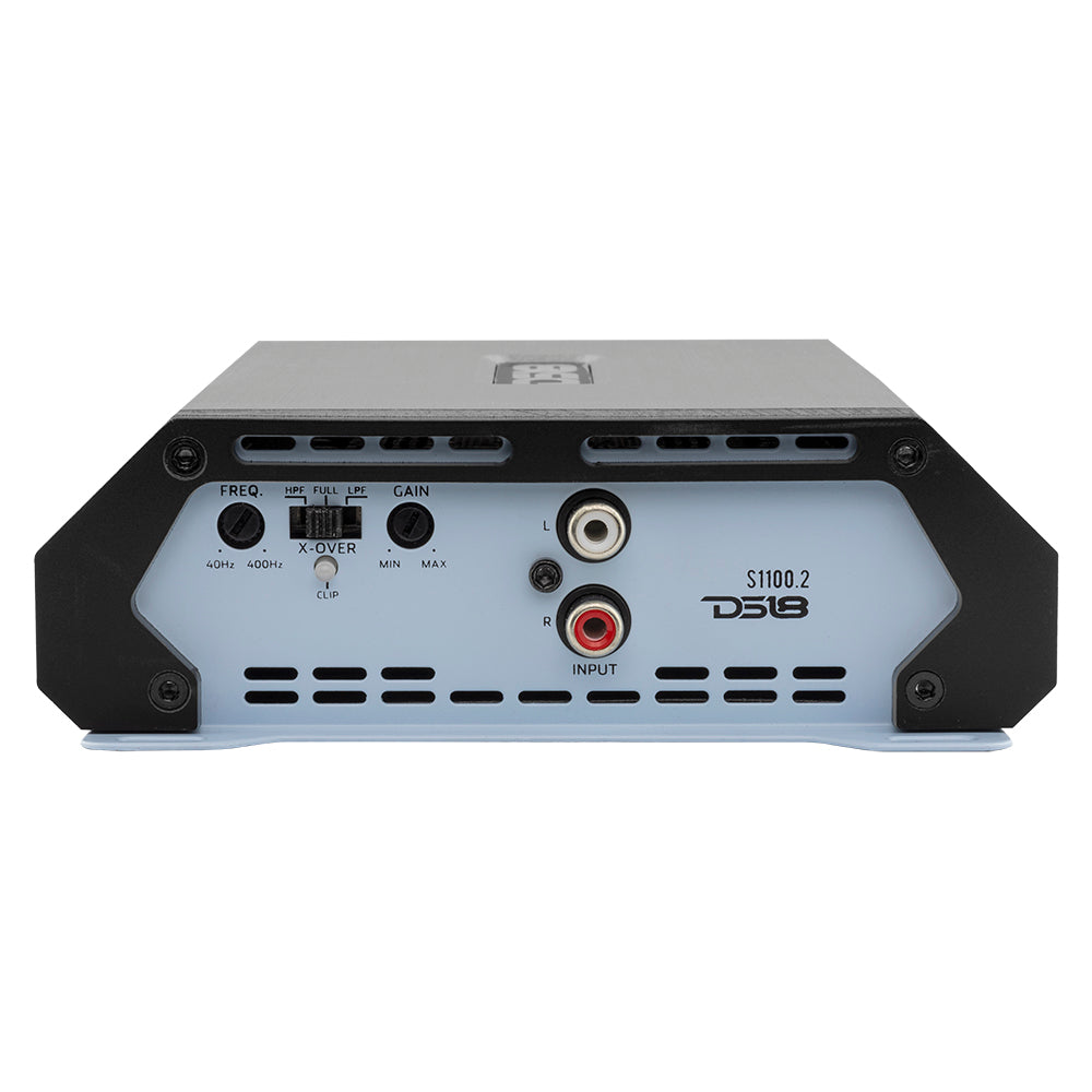 DS18 SELECT S 1100.2 2-Channel Car Amplifier - 1800W Class AB Full Range Power for Car Audio System - Perfect for Car Stereo Upgrade & Bass Enhancement