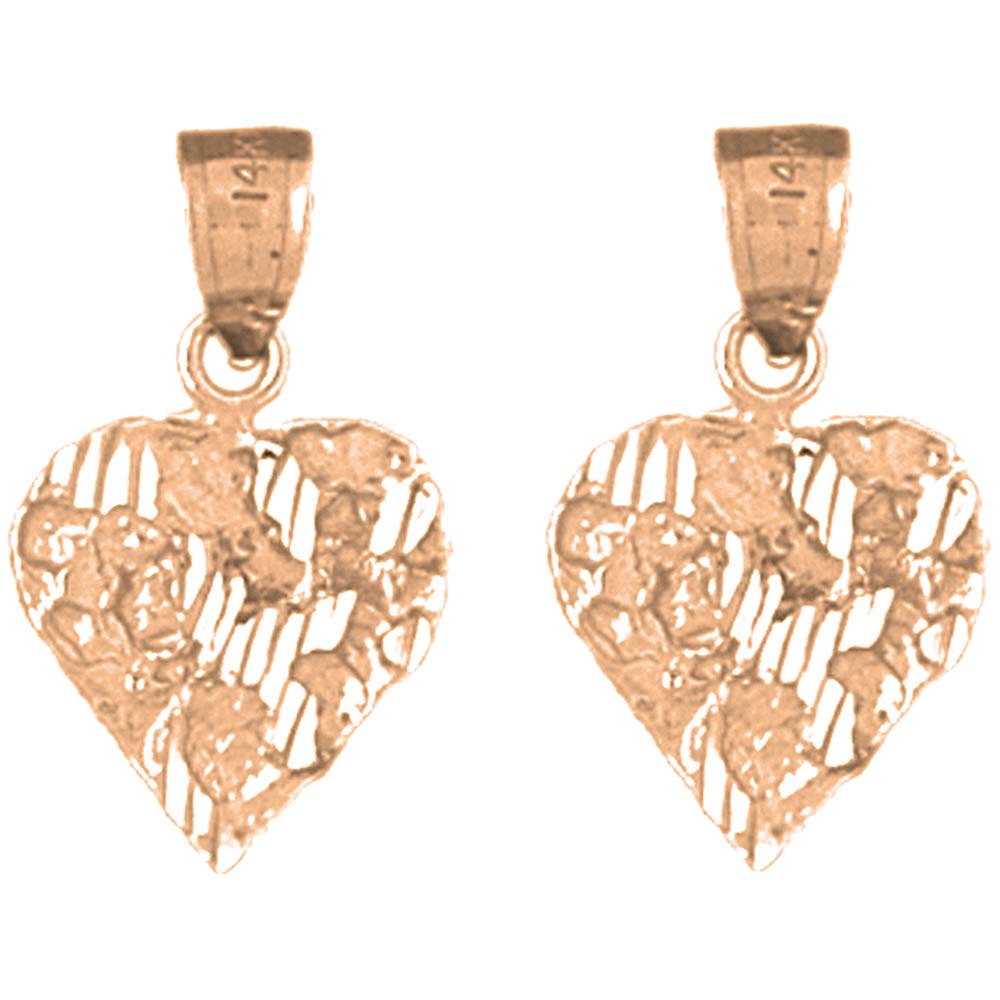 14K Rose Gold Nugget Heart Lever Back Earrings for Women - Handmade in USA | Valentine's Day Gift, Anniversary Present, Romantic Jewelry for Her | Perfect for Date Night, Wedding, Special Occasions