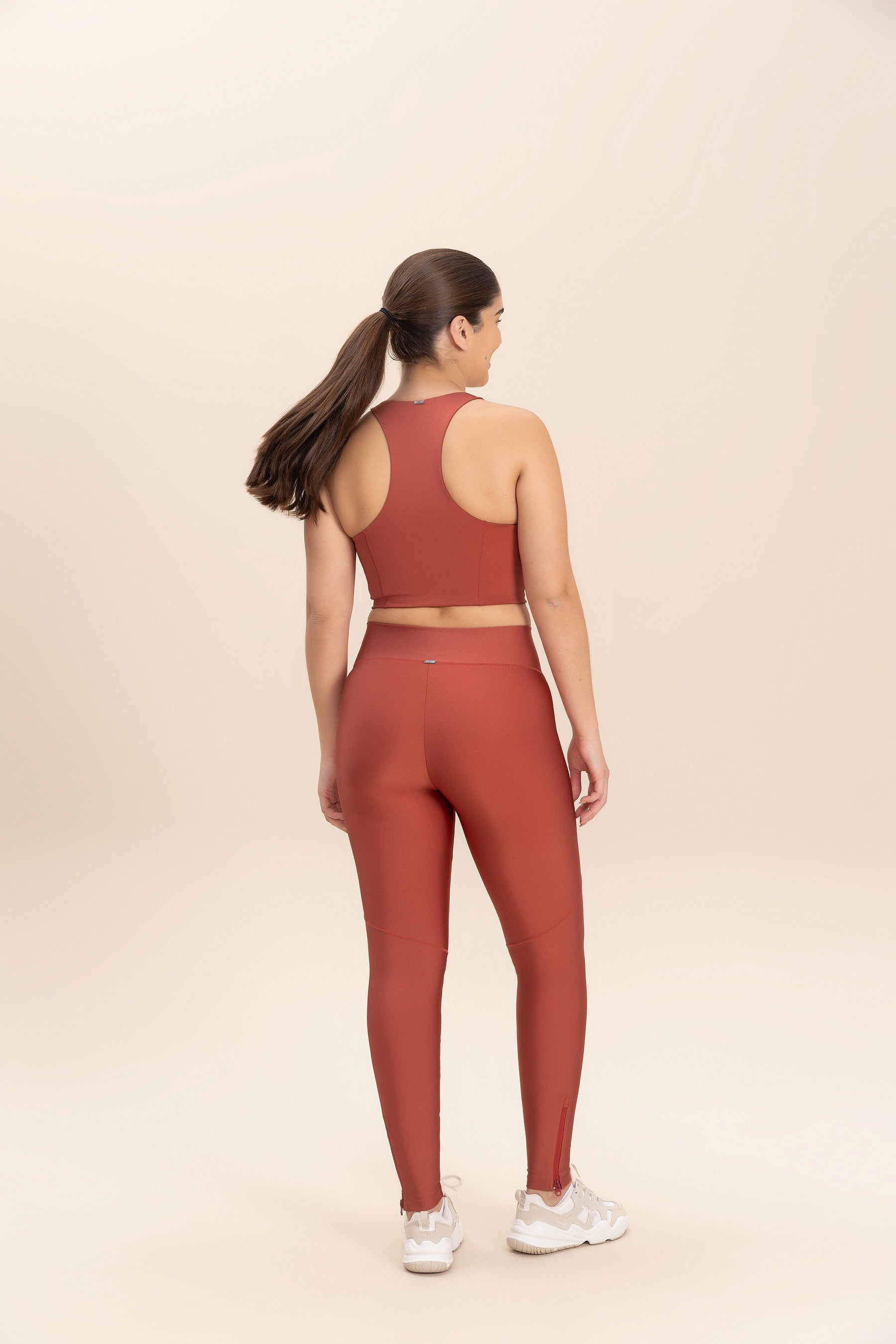 High Waist Neoprene Shine Zipper Leggings for Women - Tummy Control Workout Pants with Side Pockets - Perfect for Yoga, Running & Gym