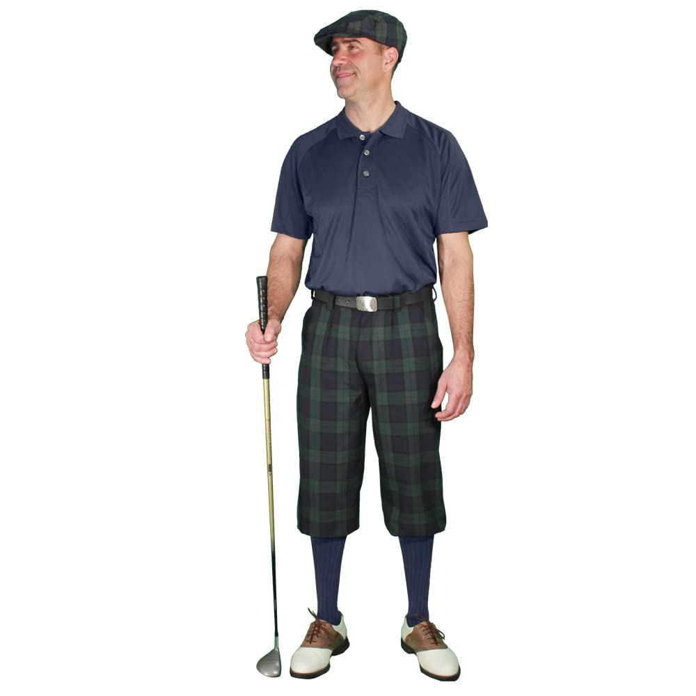 **Men's Plaid Golf Knickers Outfit with Matching Cap & Socks - Stewart Collection - Perfect for Golf Tournaments & Casual Wear**
