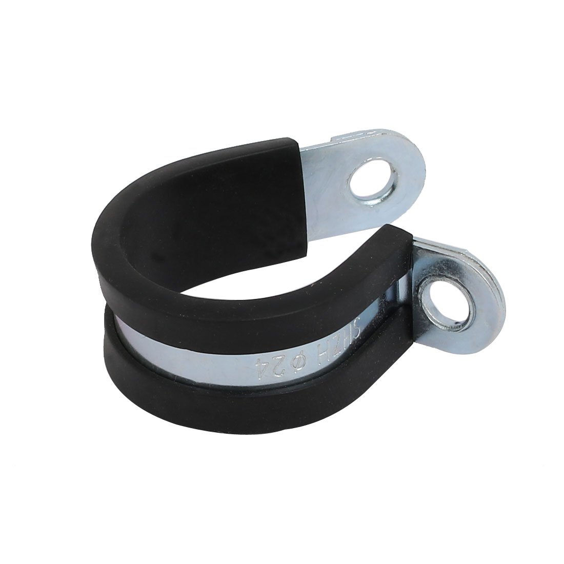 uxcell 24mm Dia EPDM Lined R-Shaped Zinc Plated Stainless Steel Pipe Clip Cable Clamp - Heavy Duty Wire Management for Plumbing, Electrical & Automotive Applications