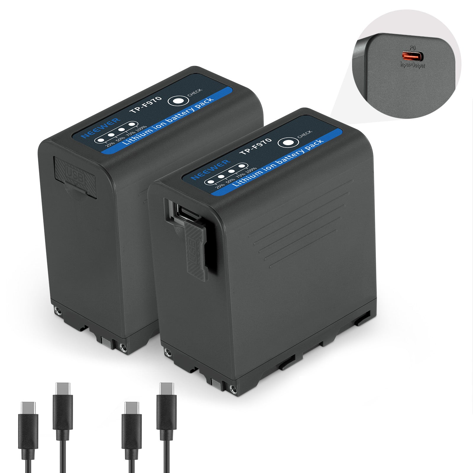 NEEWER TP F970 2-Pack NP F970 Replacement Batteries 7800mAh High Capacity - Compatible with DSLR Cameras, Video Cameras & Digital Cameras for Extended Shooting Sessions