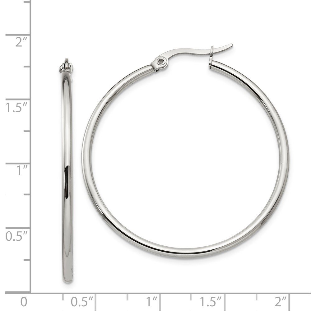 Stainless Steel Hoop Earrings 40mm - Hypoallergenic Durable 2mm Thick Circular Earrings for Women | Everyday Wear, Parties & Gift Giving