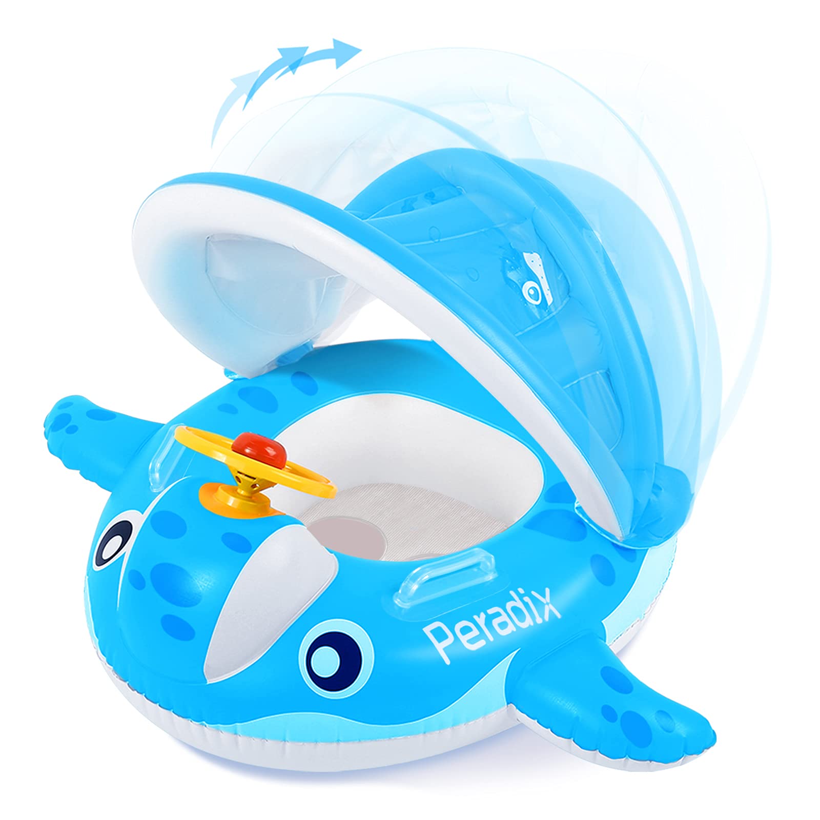 Peradix Inflatable Baby Pool Float with Canopy - Toddler Swim Ring for Sun Protection & Water Play
