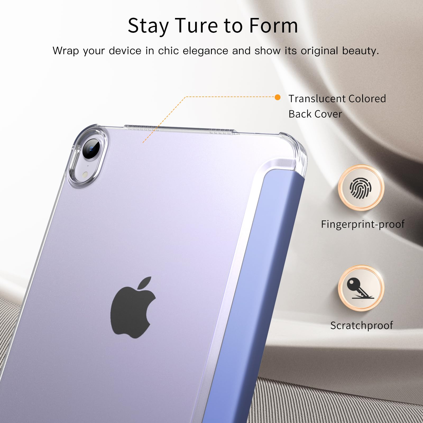 MoKo Slim Lightweight Protective Case for iPad Mini 7 (A17 Pro) 2024 & iPad Mini 6 2021 - 8.3-inch Hard Back PC Shell with Stand Cover | Supports Touch ID, Auto Wake/Sleep | Grayish Purple | Perfect for Work, Travel & Home Use