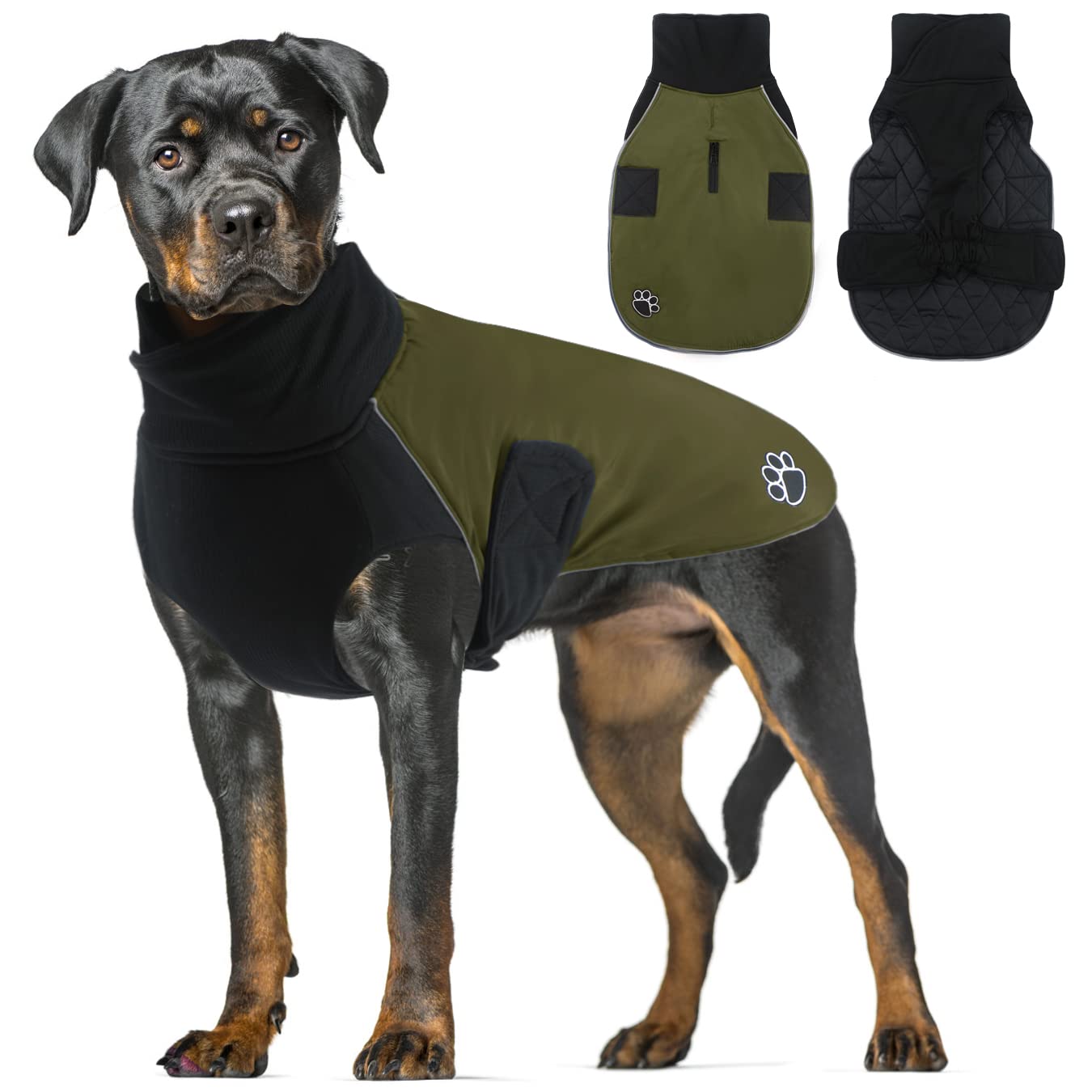 Waterproof Winter Dog Coat - Reversible Turtleneck Snow Jacket for Small, Medium & Large Dogs | Cold Weather Protection for Outdoor Walks & Playtime