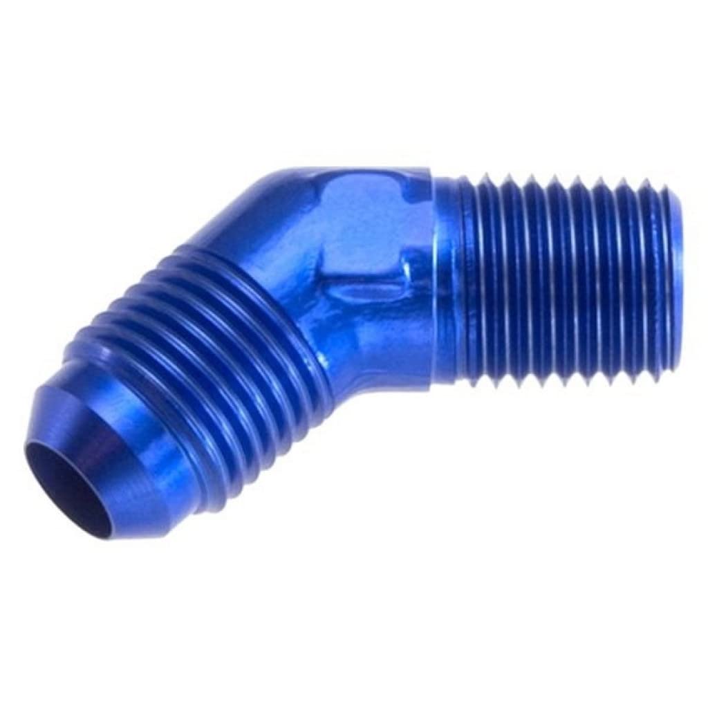 High-Performance Red Horse -16 AN Male to -16 (1) NPT Male 45 Degree Blue Adapter Fitting - Perfect for Automotive Fuel Systems, Hydraulic Lines & Racing Applications