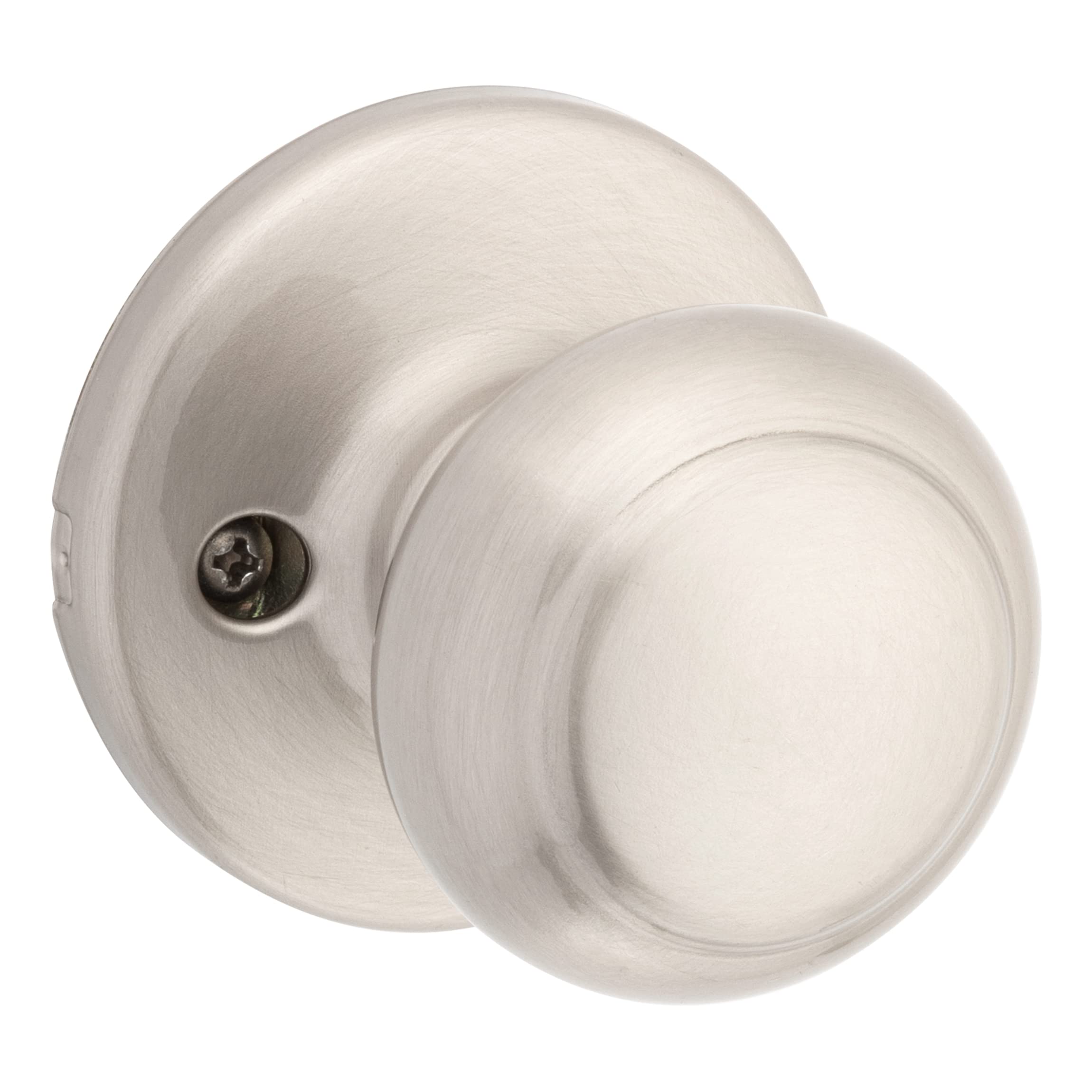 Kwikset Cove Satin Nickel Interior Door Knob - Non-Locking Passage Door Handle for Closet, Hallway & Bedroom - Microban Antimicrobial Protection - Ideal for Homes, Offices & Apartments