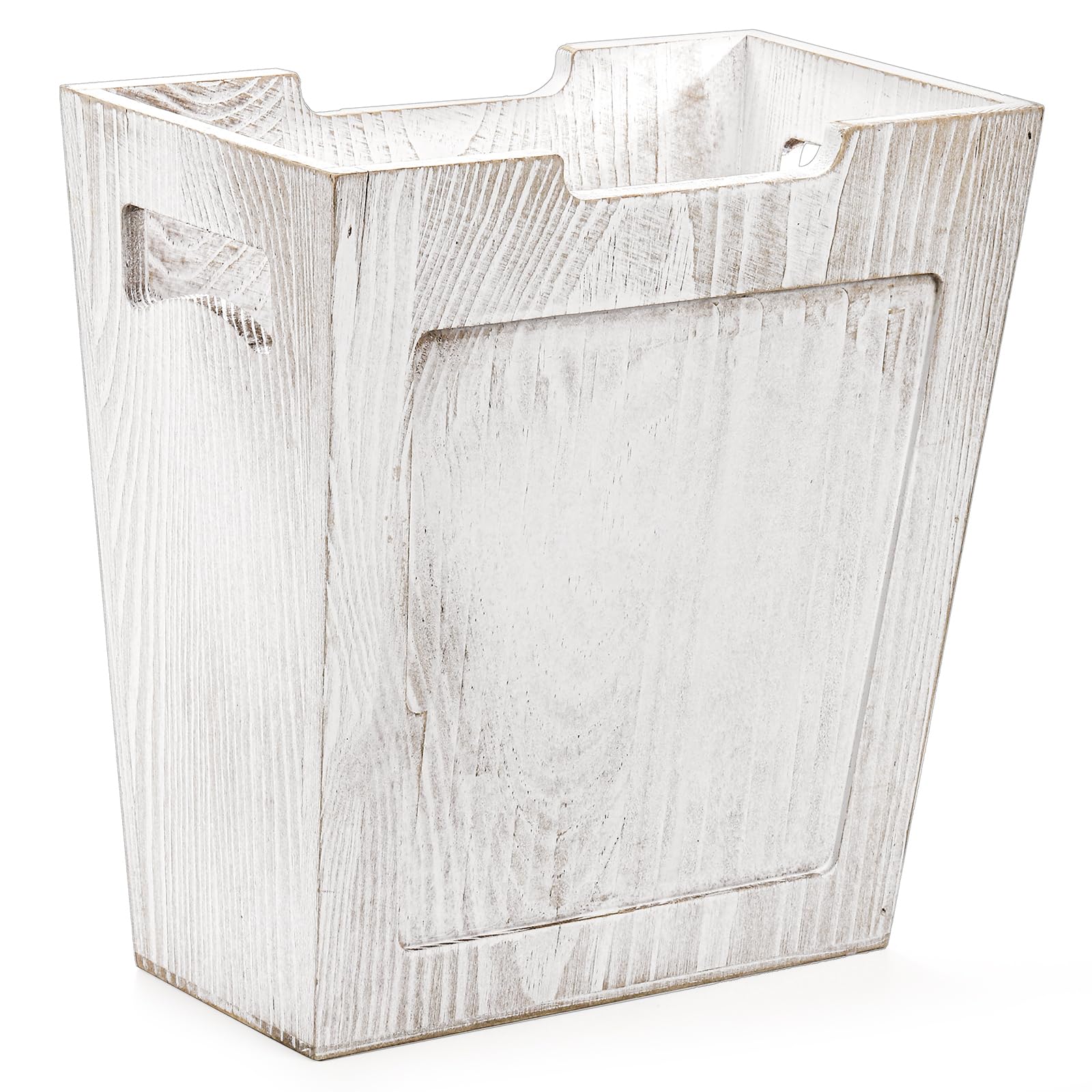 TOPZEA Rustic Wooden Waste Basket - Small Narrow Rectangular Farmhouse Trash Can with Handle for Office, Bedroom, Bathroom & Living Room - Eco-Friendly Home Decor & Organization Solution
