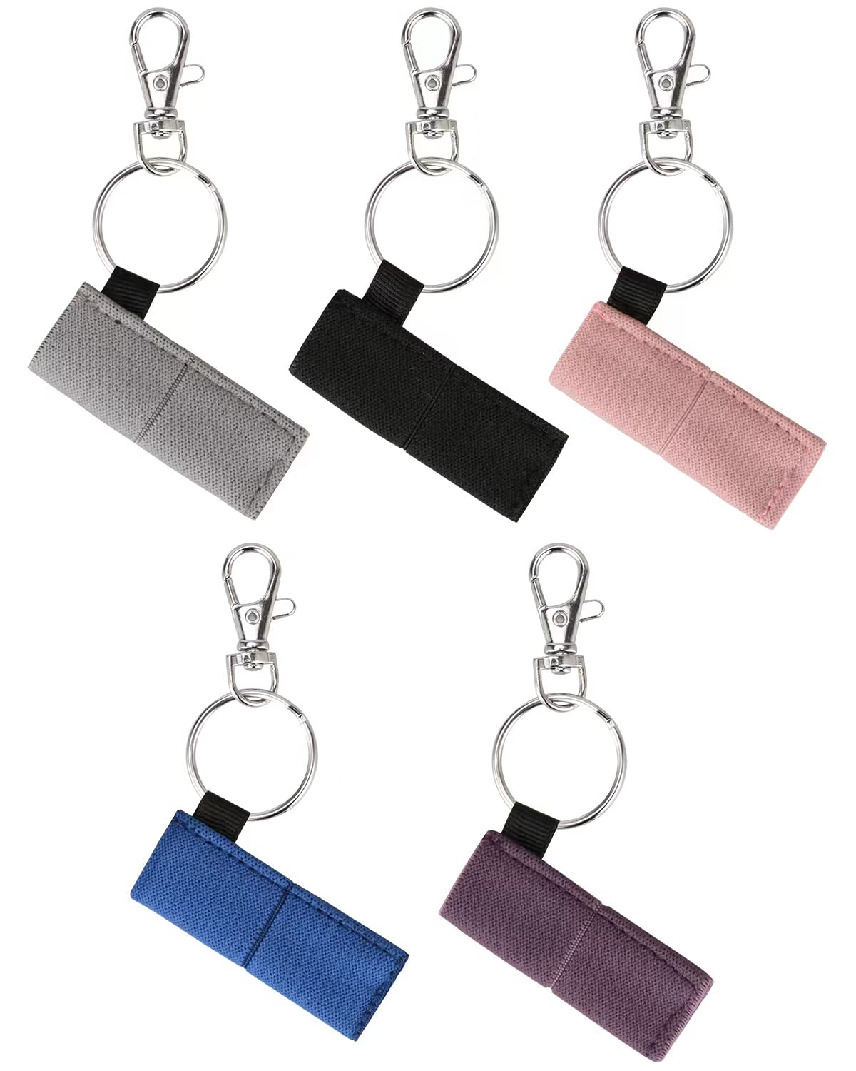 5pcs Lip Balm Holder with Hook - Elastic Chapstick & Lip Gloss Sleeve Pouch for Women | Perfect Stocking Stuffers Gift, Travel & Everyday Essentials
