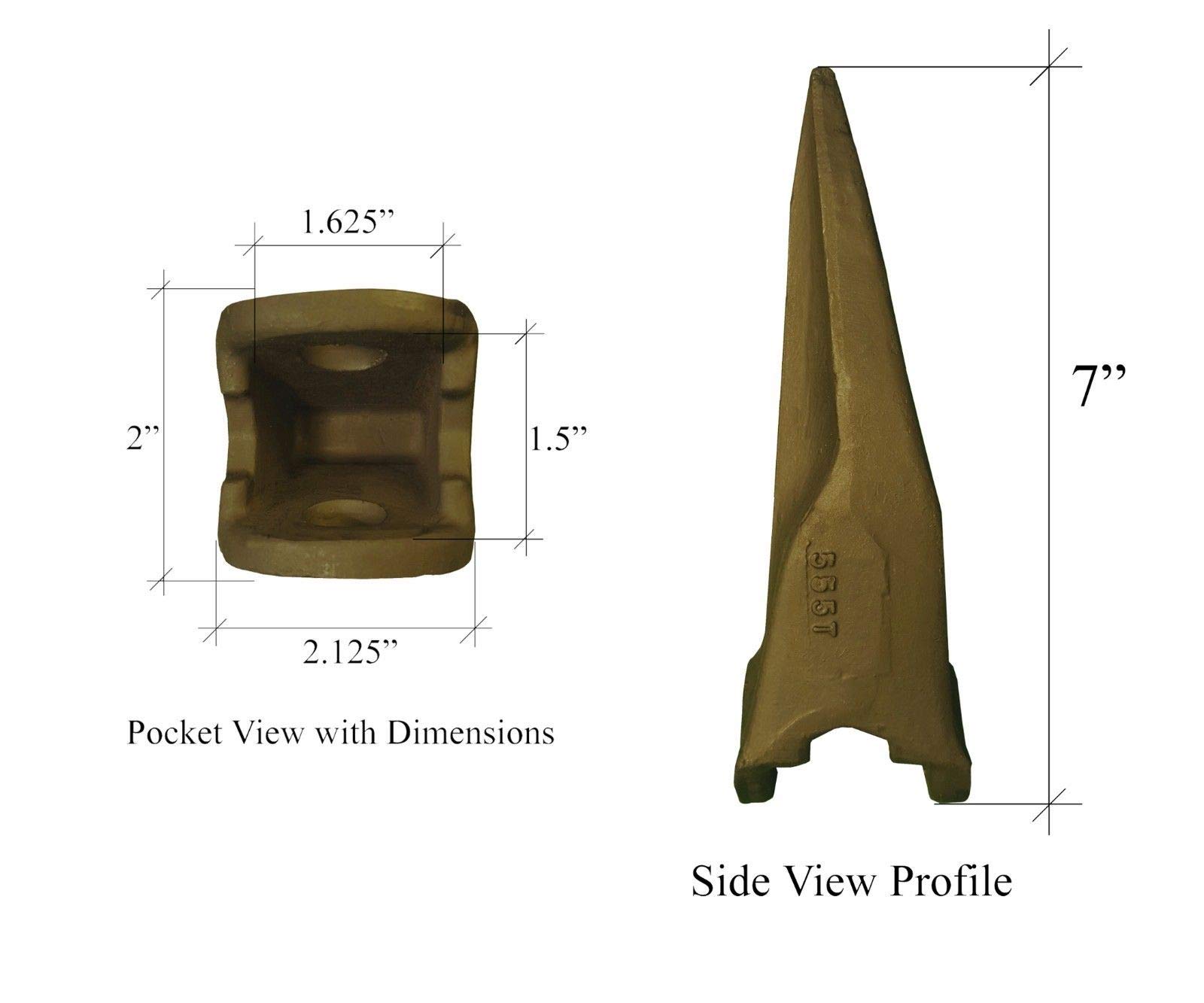 3-Pack Heavy Duty Tiger Rock Bucket Teeth & Pins - Fits Ford 555T & New Holland 366330T - Ideal for Excavation, Trenching & Heavy-Duty Construction Work