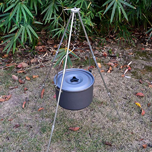 Portable Collapsible Camping Tripod Stand - Adjustable Campfire Cooking Grill for Outdoor BBQ, Picnic & Backpacking | Perfect for Dutch Oven, Skillet & Grill Cooking Over Open Fire