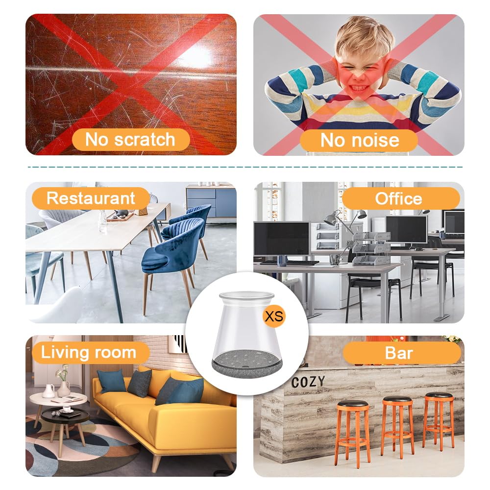 32 Pcs Chair Leg Floor Protectors - Silicone Felt Furniture Pads for Bar Stools & Dining Chairs (0.5