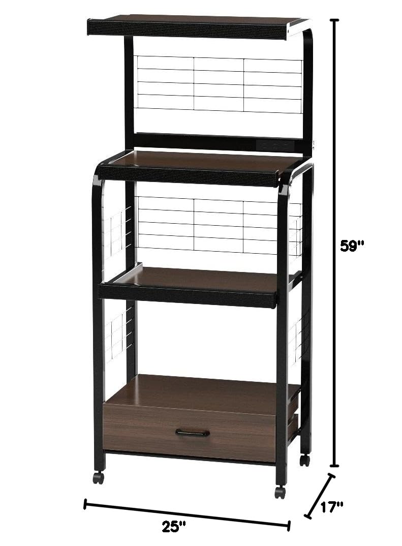 Black Crown Mark Kitchen Shelf with Casters - Heavy Duty Rolling Storage Shelf for Pantry, Garage, or Laundry Room Organization