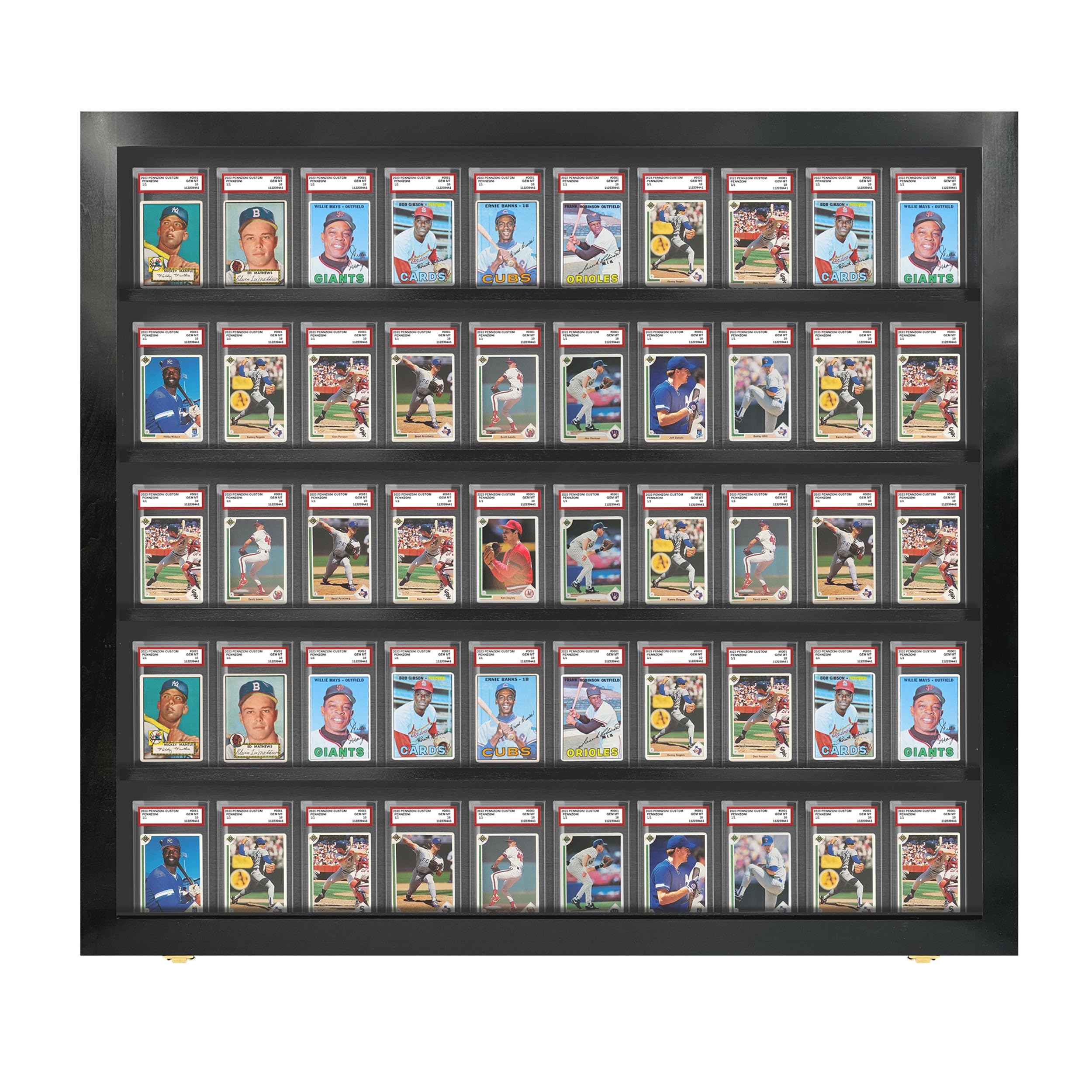 Baseball Card Display Case - 50 Graded Sports Frame with Lock & UV Protection - PSA Certified for Pokemon, Football & Basketball Cards | Perfect for Collectors, Home Decor & Gift Giving