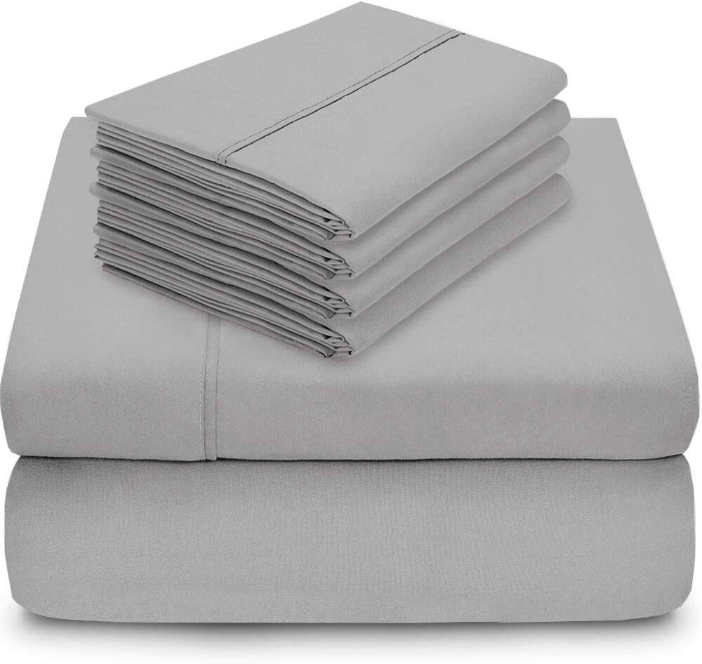 Happy at Home 6-Piece Queen Size Sheet Set - 100% Egyptian Cotton Deep Pocket Bed Sheets (Fits Mattress Up to 18