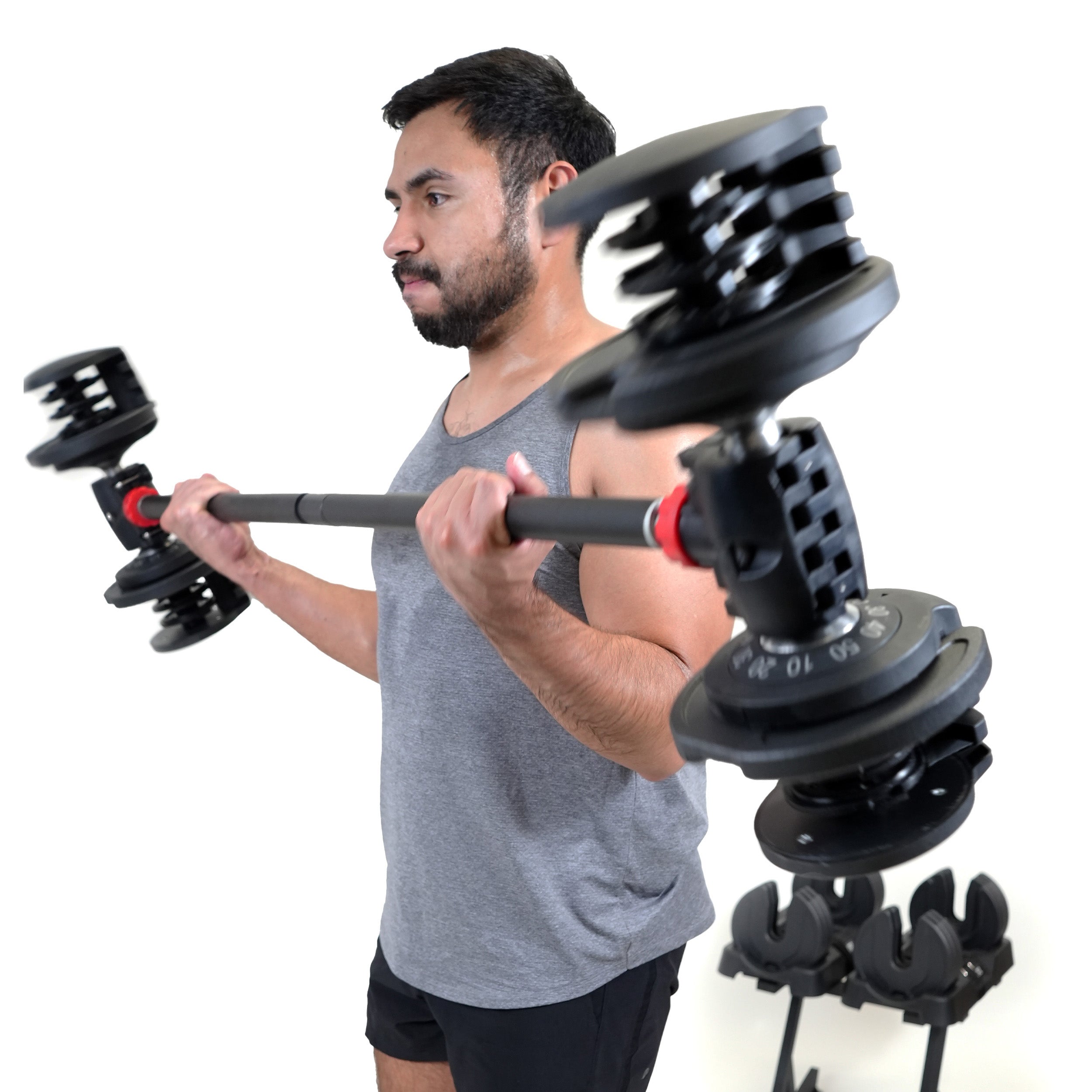 PRCTZ Adjustable Dumbbell Set with Barbell & Stand - 2x 10-50 lbs Weight Plates for Home Gym Strength Training - Perfect for Full Body Workouts, Muscle Building & Fitness Enthusiasts
