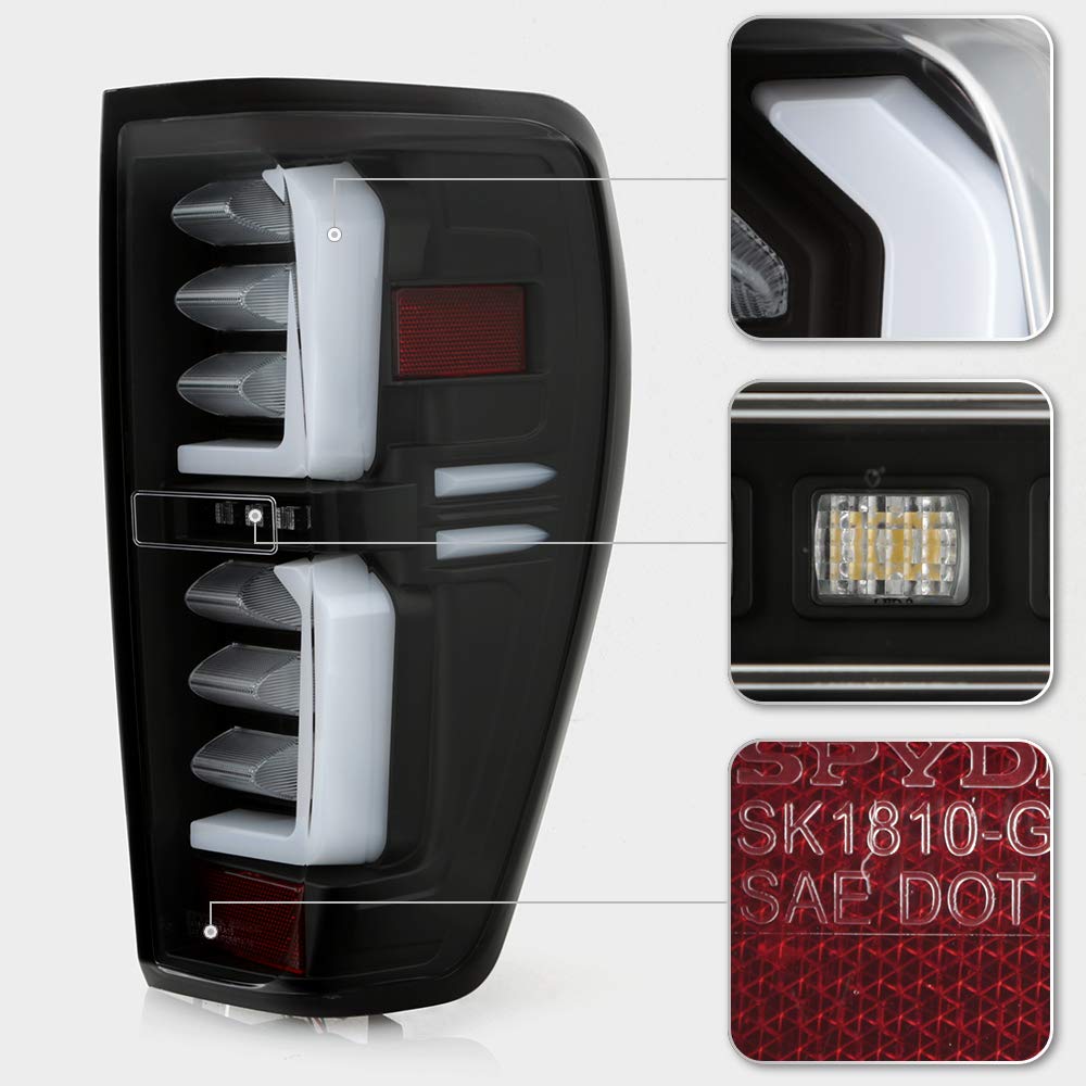ACANII Black LED Tube Tail Lights Brake Lamps for 2019-2023 GMC Sierra 1500/2500HD/3500HD - Left & Right Pair - Durable & Bright Replacement for Enhanced Night Driving Safety
