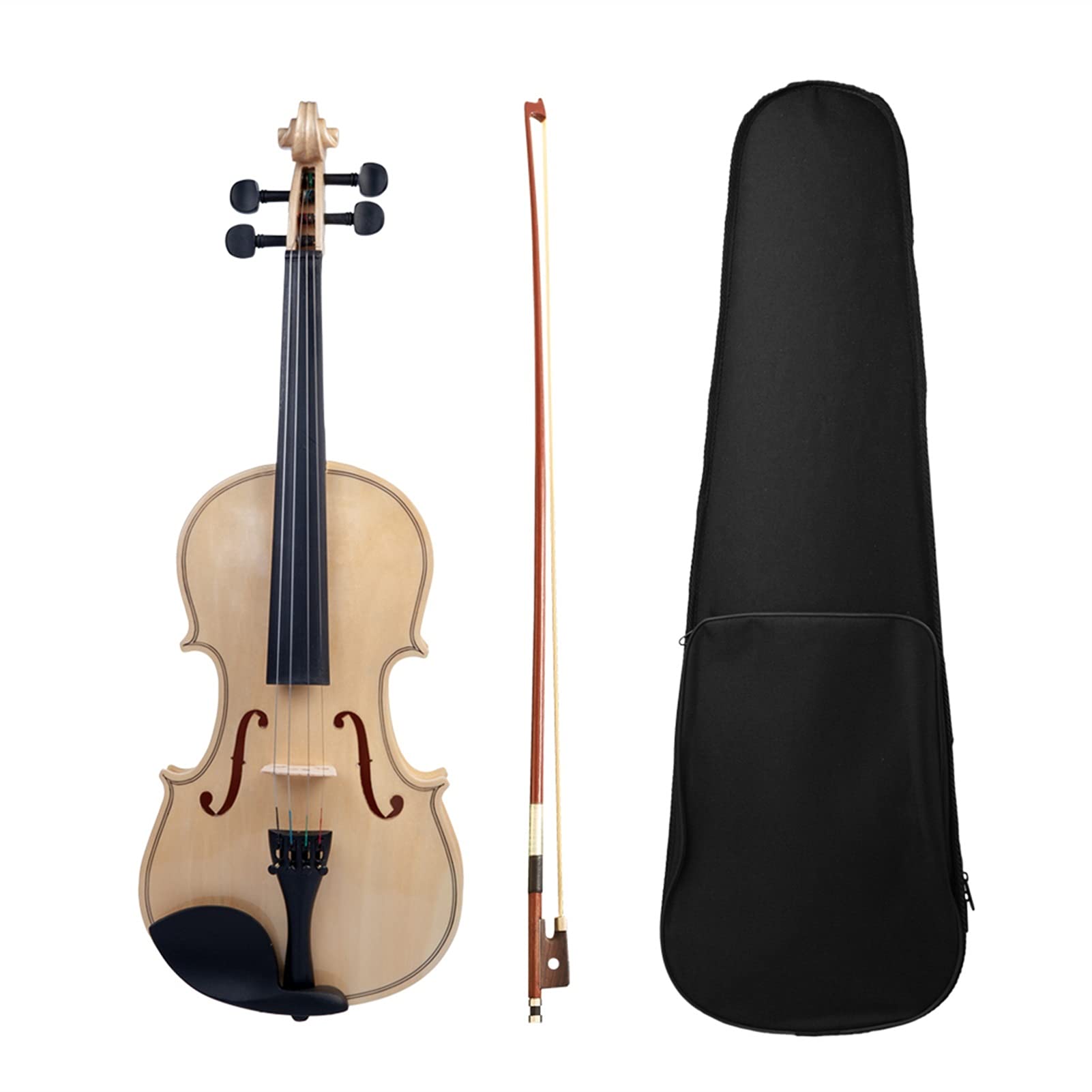 Beginner Violin Set - Maple Wood Top with Basswood Back & Sides, Includes Brazilwood Bow & Gig Bag - Perfect for Students, Practice & Music Lessons