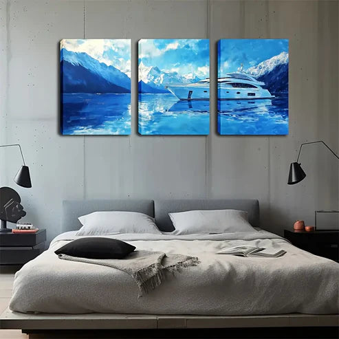 3-Piece 'A Yacht In The Ice' Wall Art Set - 60x90cm Framed Canvas Prints | High-Quality Australian Made | Ready to Hang | Perfect for Living Room, Bedroom & Office Decor