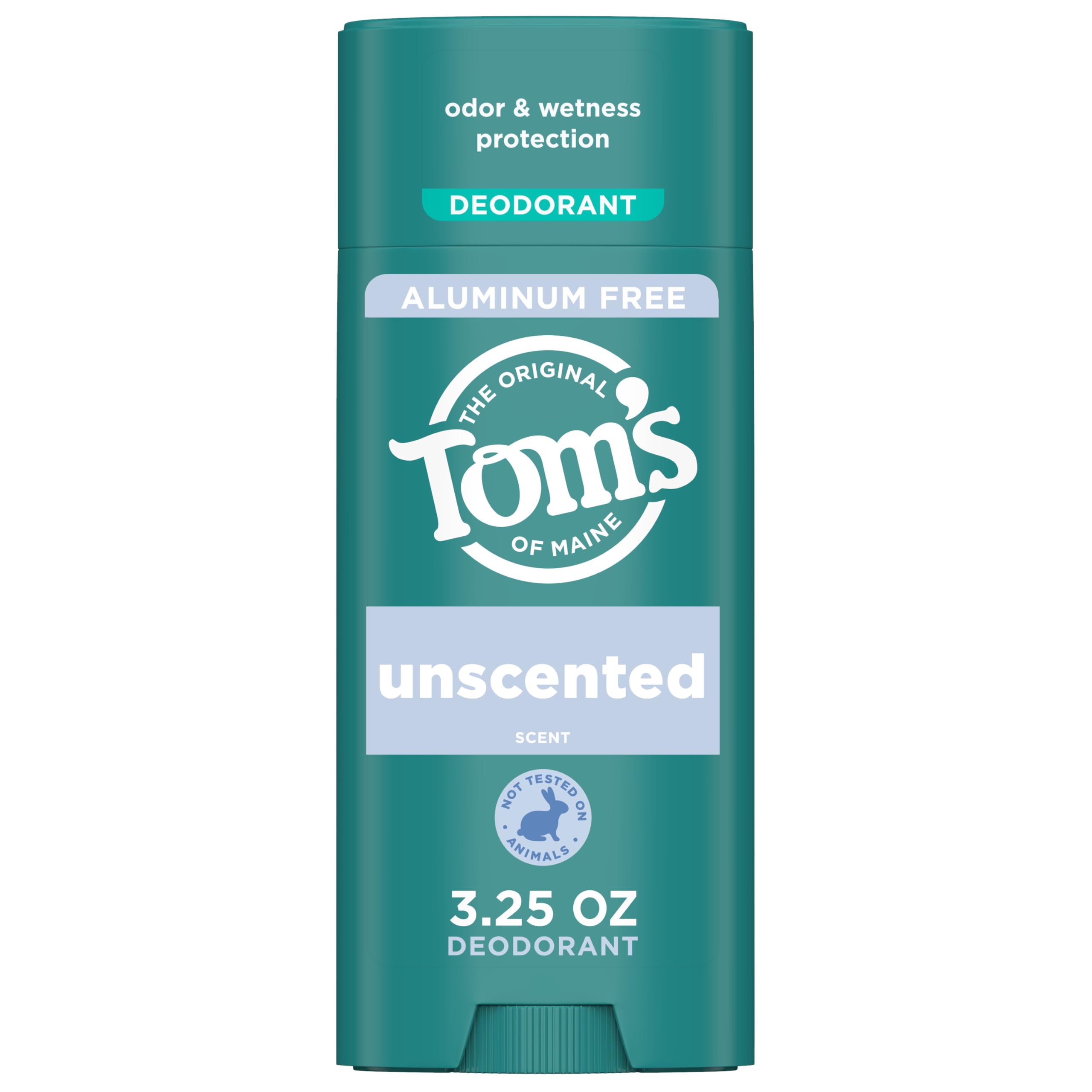 Tom’s of Maine Unscented Natural Deodorant for Women & Men - Aluminum Free, 3.25 oz - Fresh All Day for Workouts & Daily Use