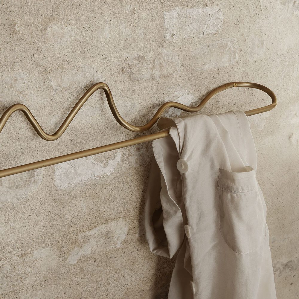 FERM LIVING Curvature Towel Hanger in Brass - Modern Bathroom Organizer for Towels & Robes - Perfect for Spa, Hotel, or Home Decor