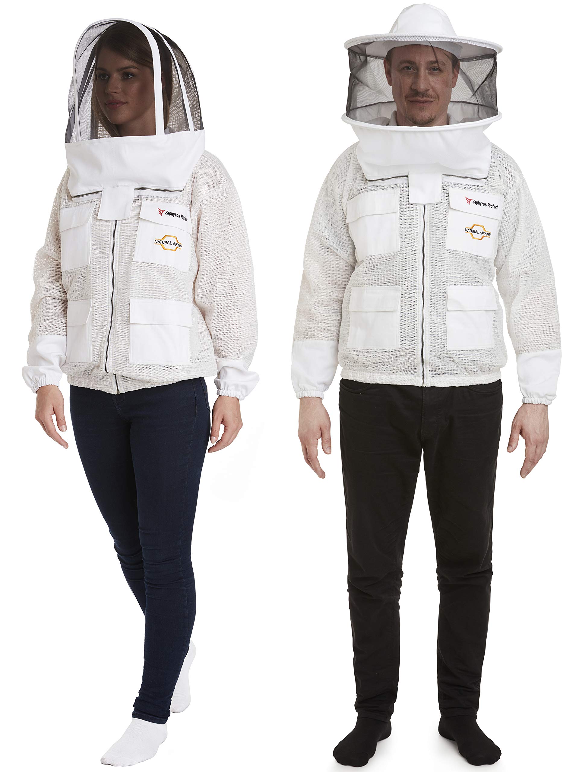 Natural Apiary - Zephyros Protective Beekeeping Jacket with Clear View Fencing Veil - White - Maximum Protection & Comfort for Professional & Beginner Beekeepers - XX Small - Ideal for Hive Inspections, Honey Harvesting & Beekeeping Safety