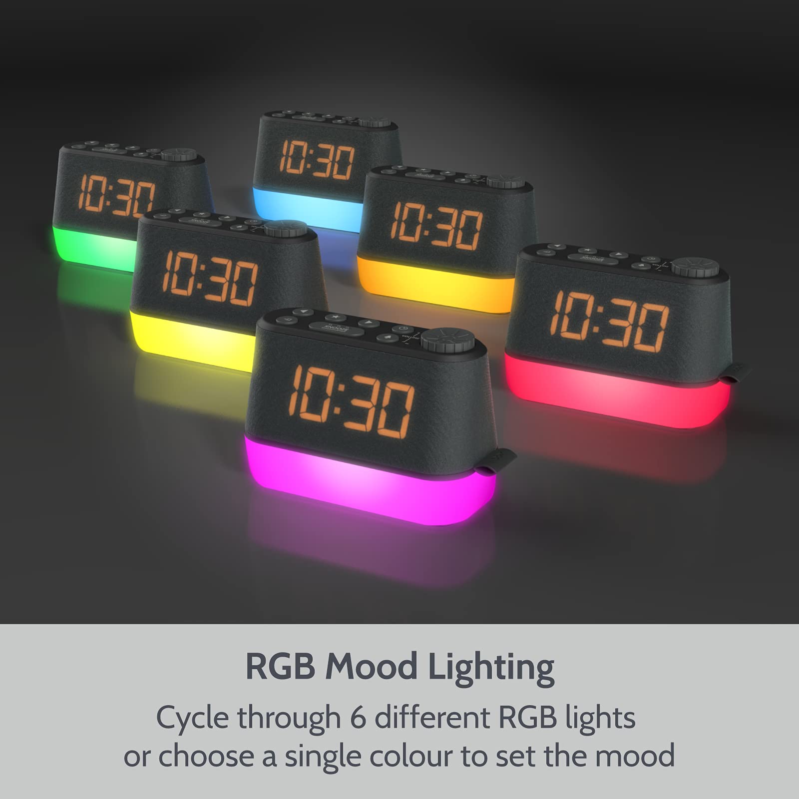 Digital Alarm Clock with FM Radio, Night Light & USB Charging Port - Dual Alarm, Dimmable LED Display, Relaxation Sounds for Better Sleep - Perfect Bedside Clock for Bedroom, Office or Travel (Battery Backup & Mains Powered)