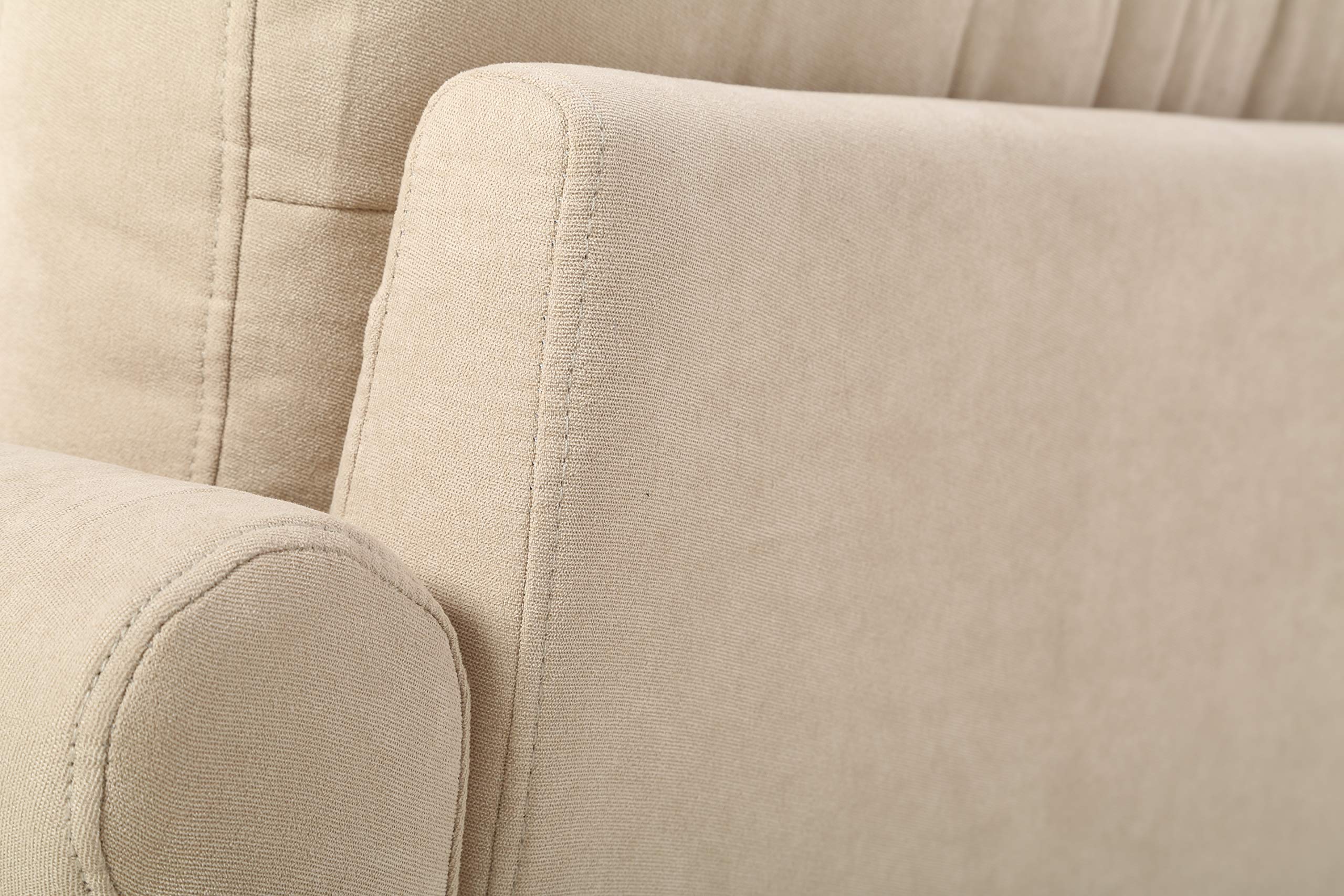 Briscoe Ultra Modern Upholstered Button Tufted Loveseat with Rolled Arms - Coffee Brown Sofa for Living Room | Perfect for Small Spaces, Apartments & Cozy Home Decor