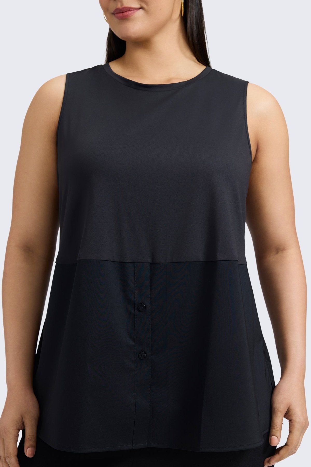 Jesse Plus Knit Woven Crew Neck Sleeveless Layering Tank Top for Women - Perfect for Summer Outfits, Casual Wear and Layering Under Blazers
