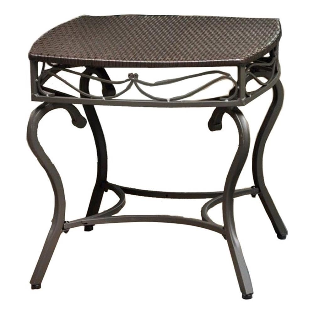 Pemberly Row Metal Patio Side Table - Chocolate Matte Brown Finish - Outdoor Garden, Poolside, Deck & Balcony Accent Table