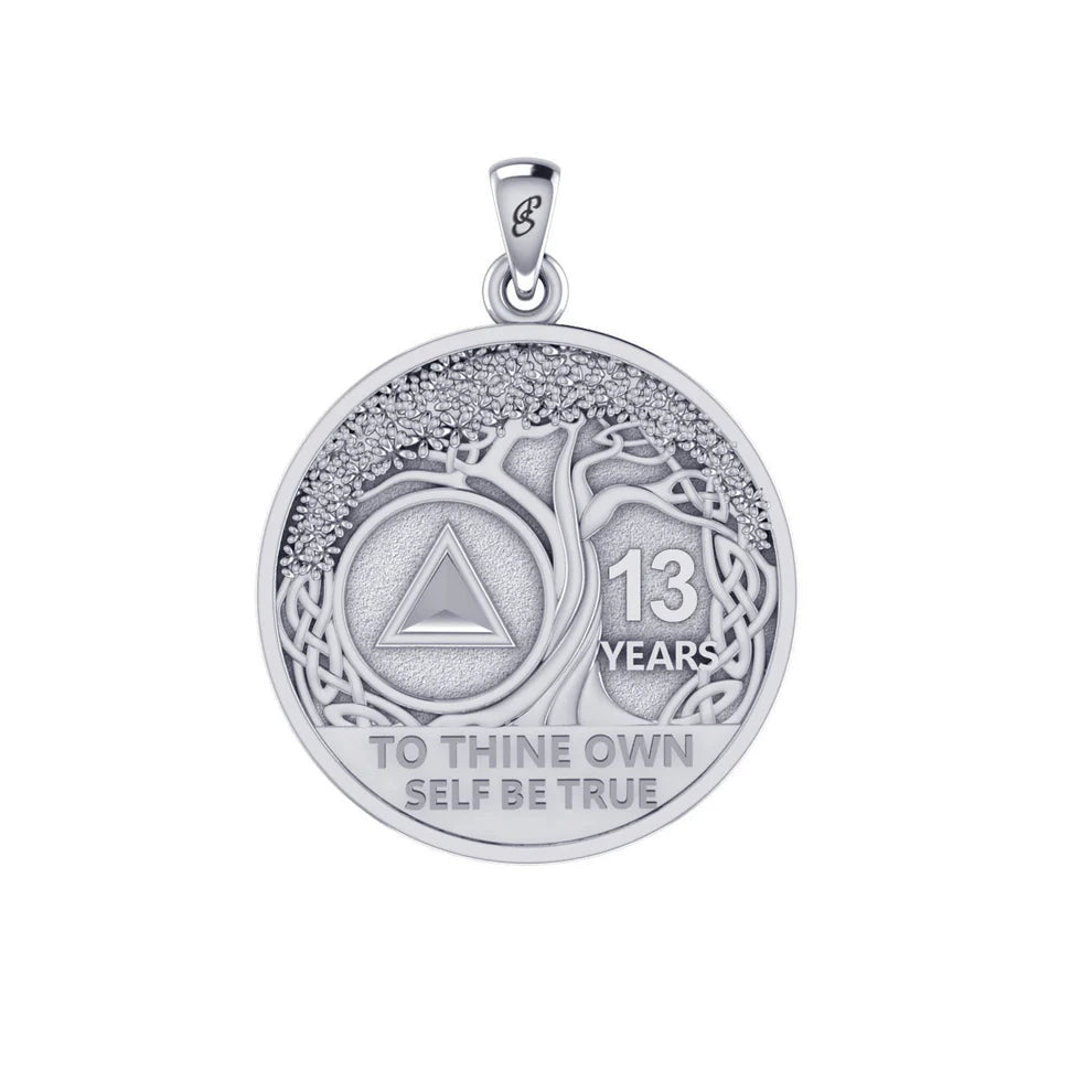 Tree of Life Sterling Silver Coin Pendant - Double Sided AA Recovery Jewelry TPD6334 for Meditation, Yoga & Spiritual Healing