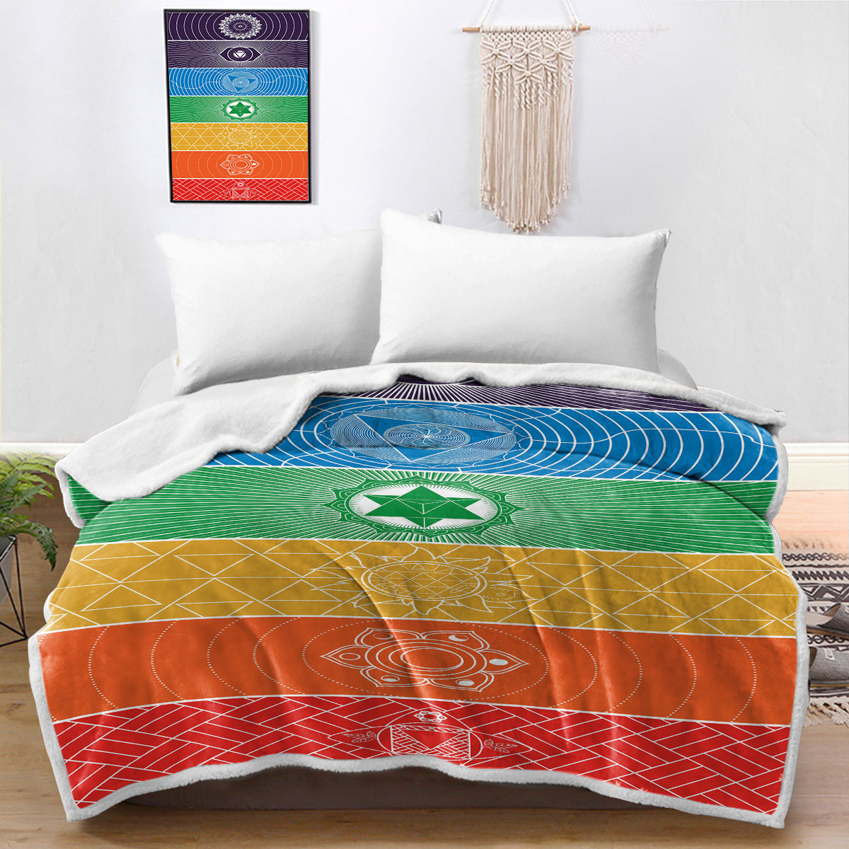 Chakra Yoga Blanket - Soft Meditation & Healing Throw for Yoga, Reiki, and Relaxation - Perfect for Home, Studio, and Outdoor Use