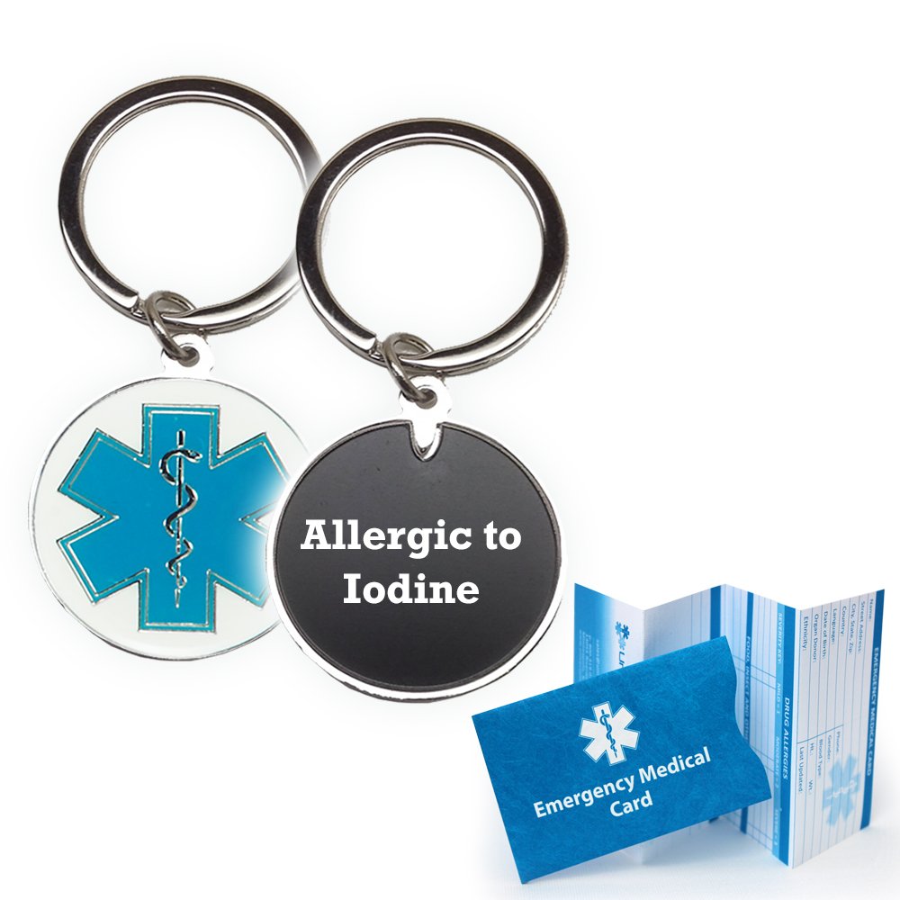 Allergic to Iodine Medical Alert Keychain - Engraved Star of Life Cloisonné Charm for Emergency ID | Perfect for First Responders, Healthcare Workers & Daily Safety Accessories