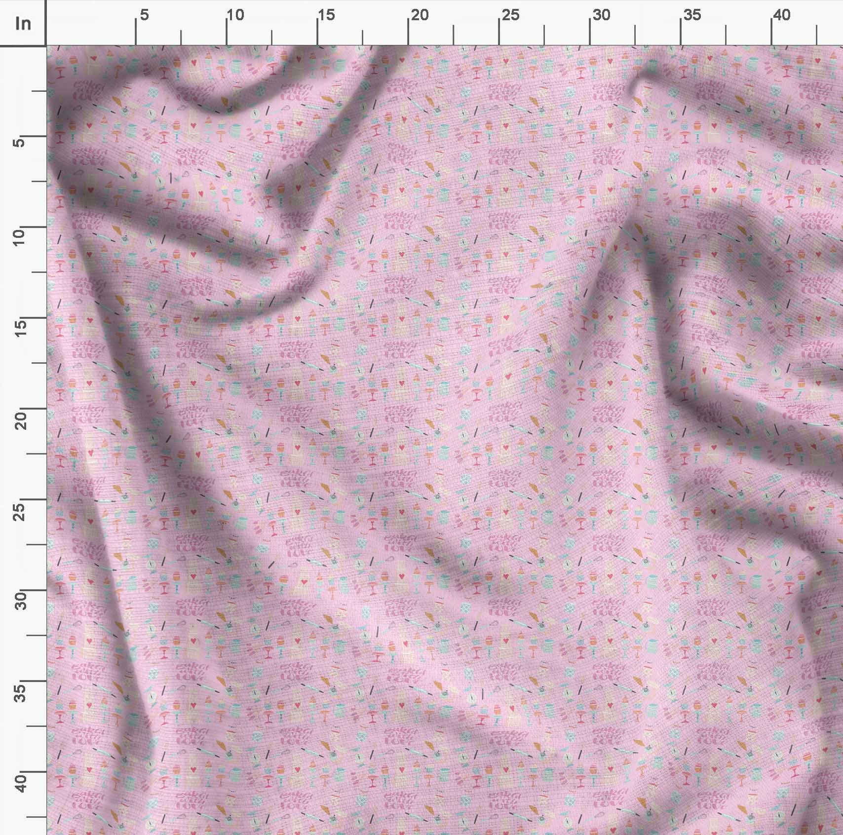 Soimoi Moss Georgette Pink Fabric by The Yard - 42 Inch Wide Floral Printed Fabric for Dresses, Curtains & DIY Crafts - Cupcake Delight Party Prints - Sweet Whimsical Patterns for Weddings, Baby Showers & Home Decor