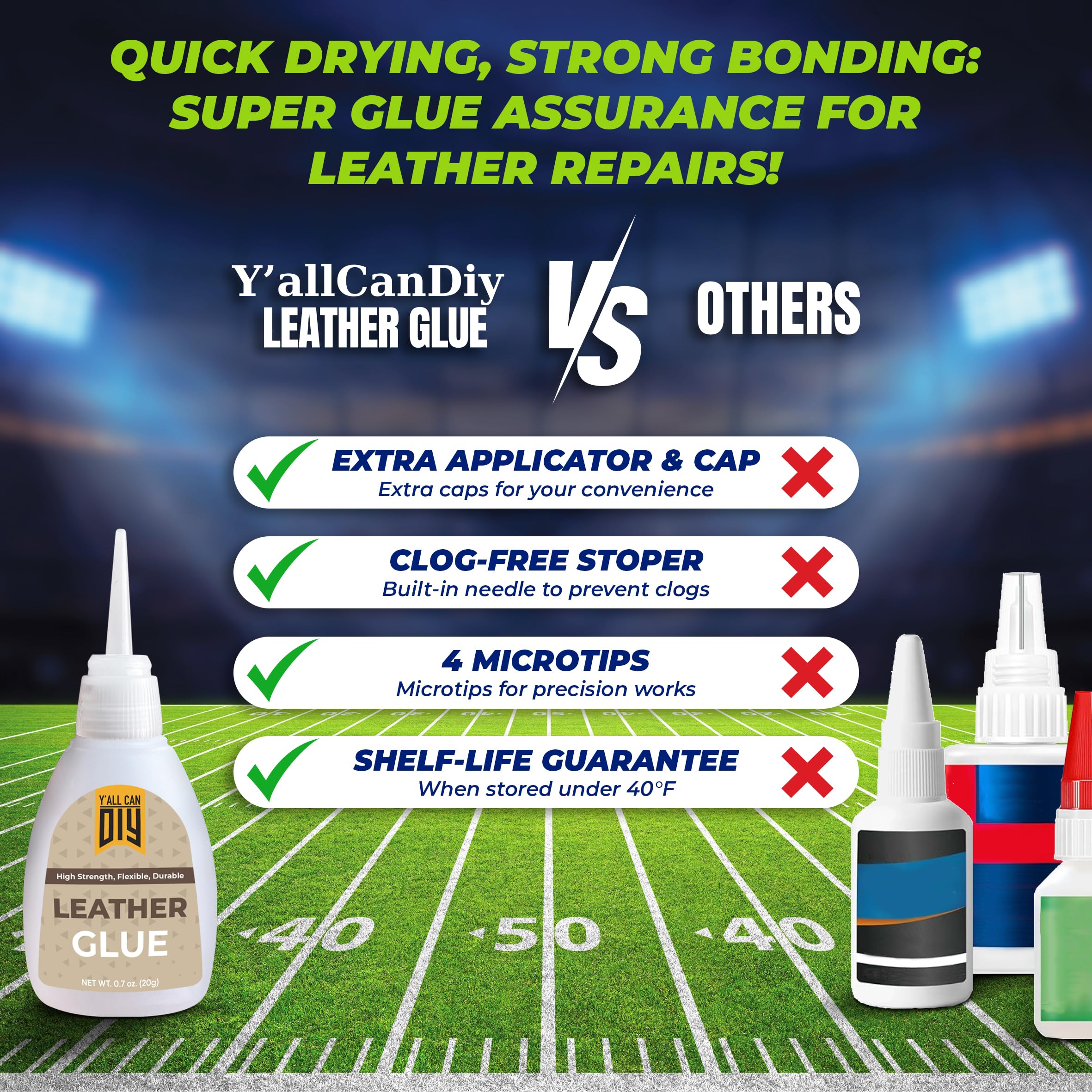Y'allCanDiy Super Glue for Leather Repair - Heavy Duty Waterproof Cyanoacrylate Adhesive for Purses, Sofas, Furniture & Leathercraft | Perfect for Upholstery, Shoe Repair & DIY Projects