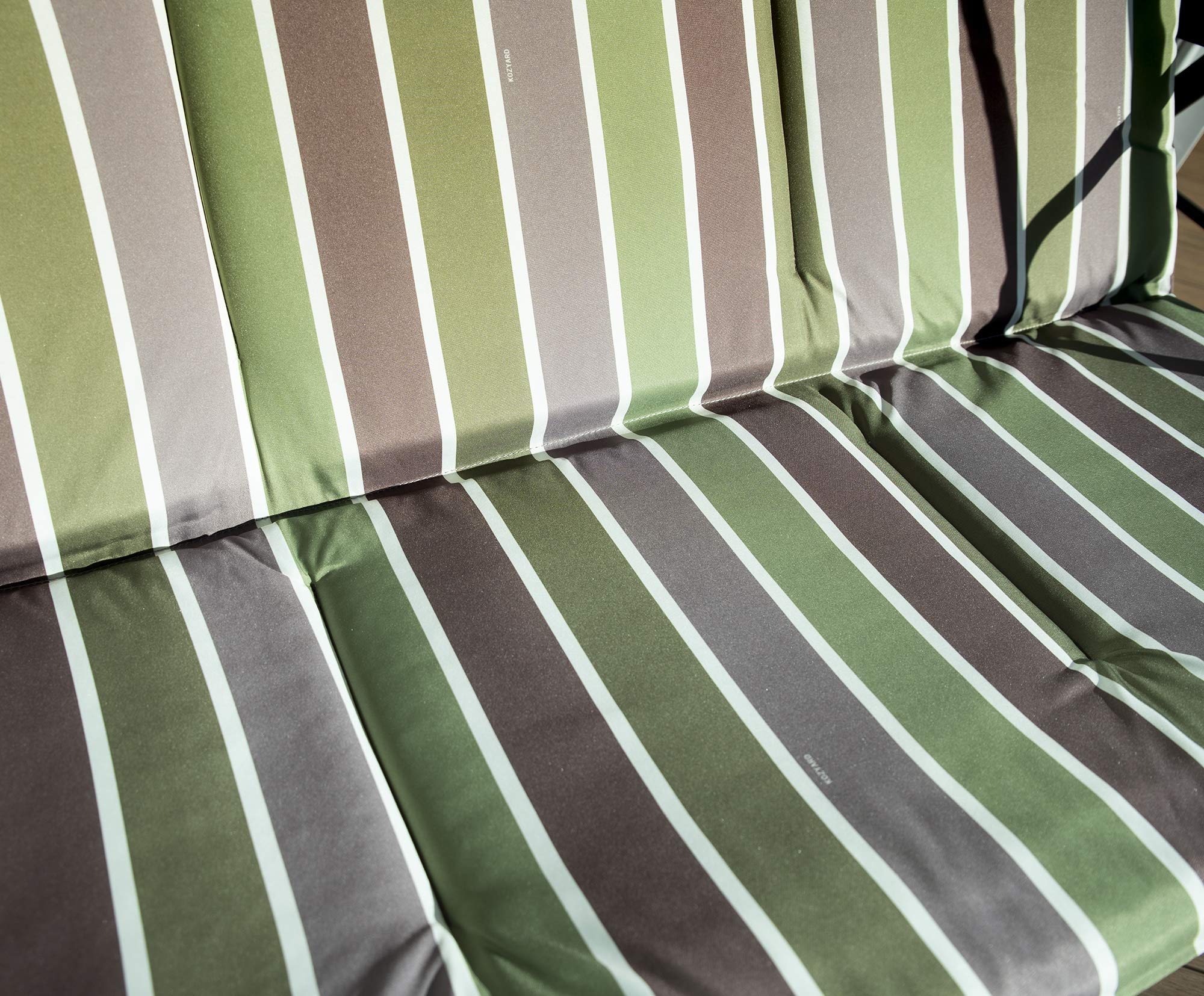 Kozyard Alicia Patio Swing Chair - Outdoor Hanging Glider with 3 Comfortable Cushions, Sturdy Steel Frame & Adjustable Canopy - Perfect for Garden, Poolside, Balcony or Backyard Relaxation (Lime Stripe) | Weather-Resistant & Easy to Clean