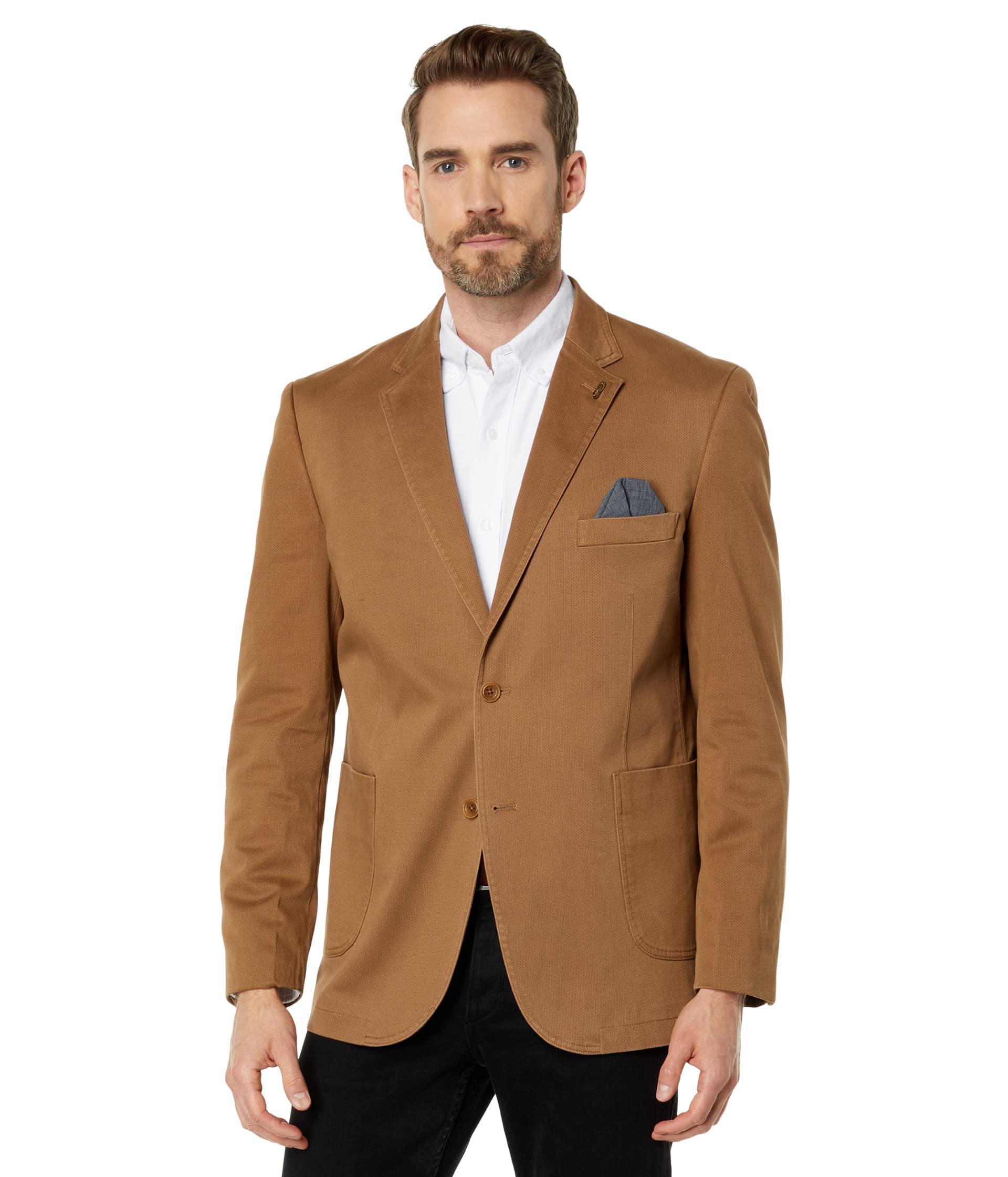 Johnston & Murphy Men's Washed Cotton Blazer - Lightweight Comfortable Sport Coat for Business Casual, Office, Weddings & Outdoor Events