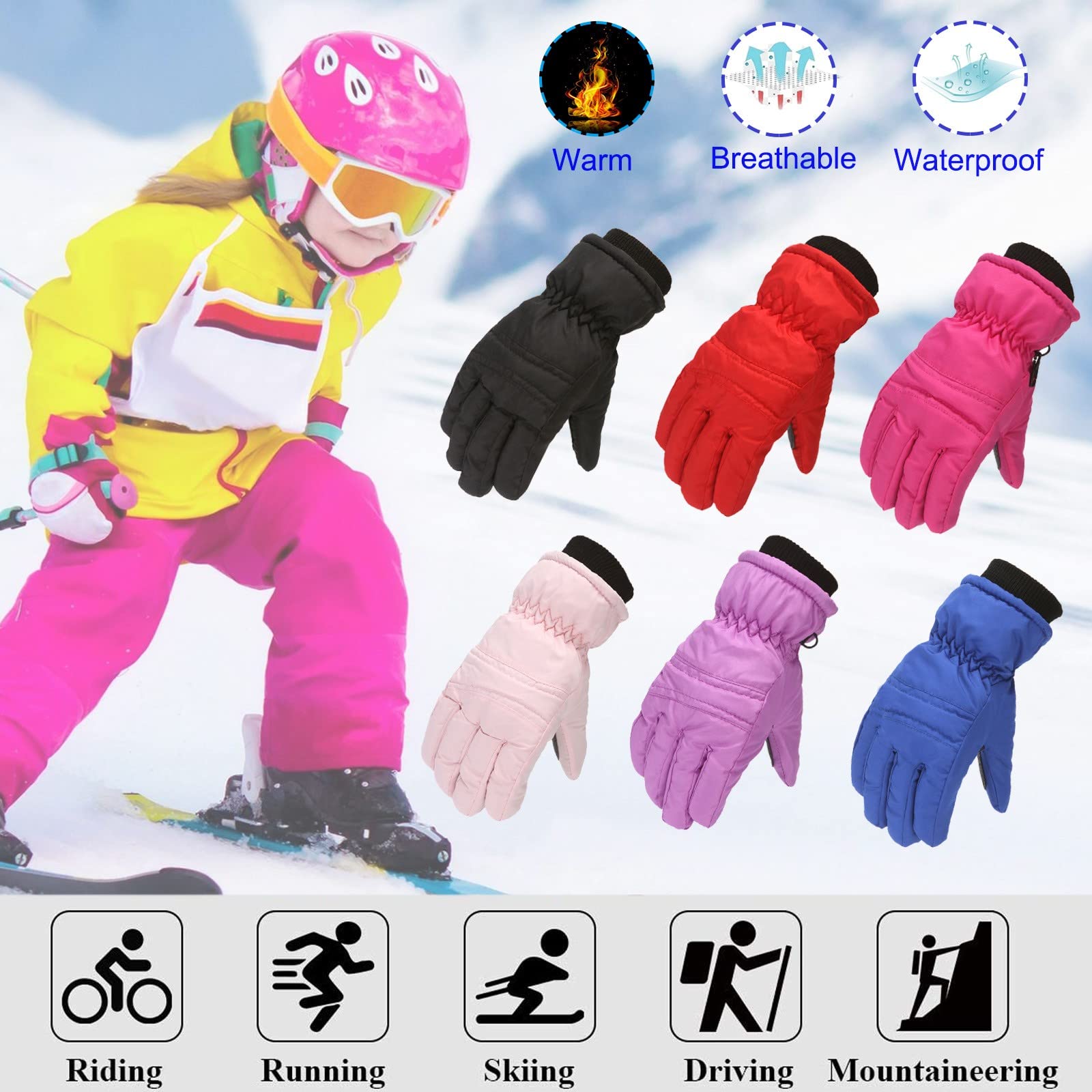 **Boys Winter Gloves - Waterproof & Windproof Ski Gloves for Cold Weather - Kids Snow Gloves for Skiing, Ice Skating & Outdoor Winter Activities**