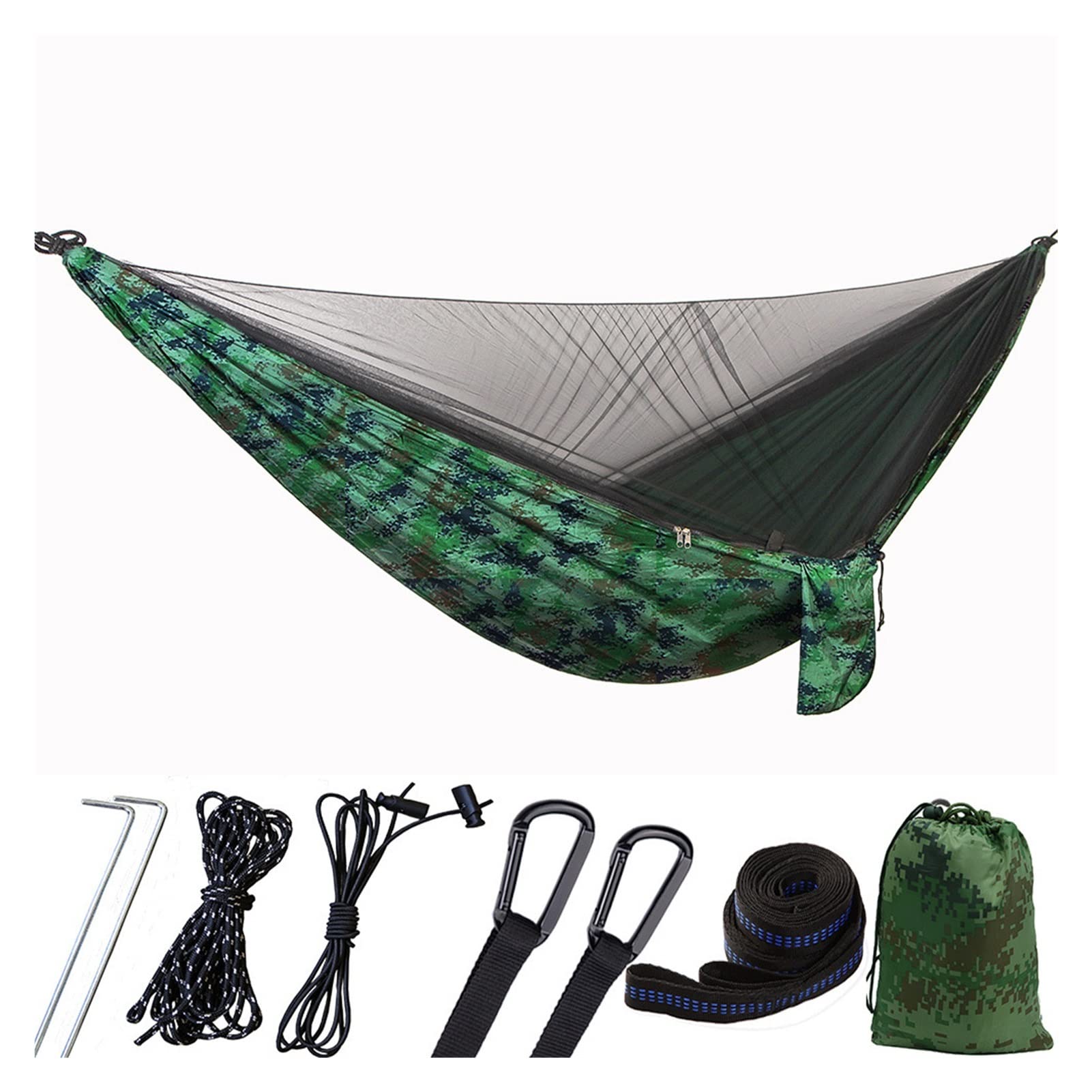 Lightweight Portable Camping Hammock with Mosquito Net - Supports 772lbs - Perfect for Indoor, Hiking, Backpacking, Travel & Backyard Relaxation (Camouflage) - Ideal for Outdoor Adventures, Beach Trips & Garden Lounging