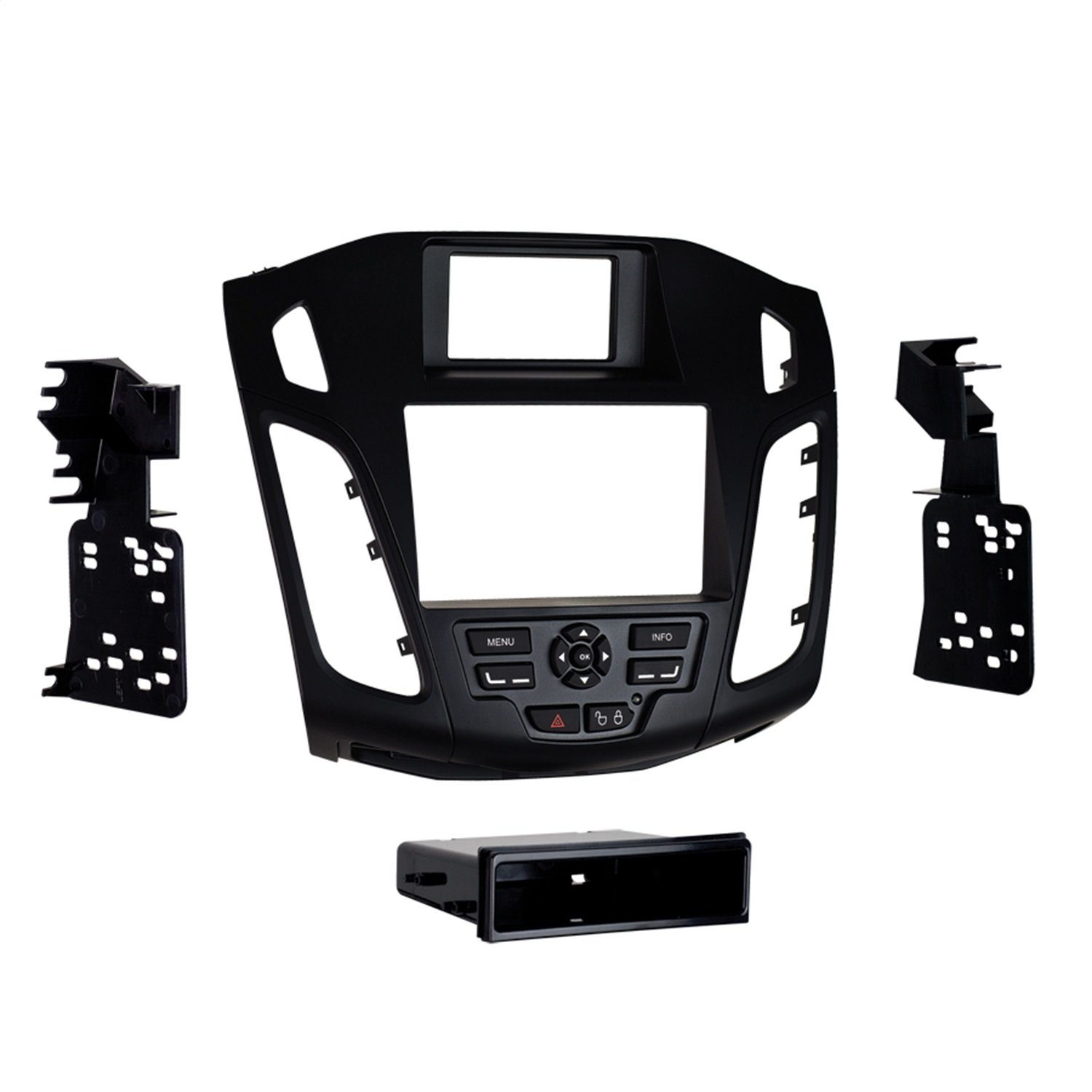 Metra 99-5827B Double DIN & Single DIN Car Stereo Installation Kit - Compatible with 2012-2023 Ford Focus - Black Radio Dash Kit - Perfect for Aftermarket Head Unit Upgrade & Car Audio System Installation