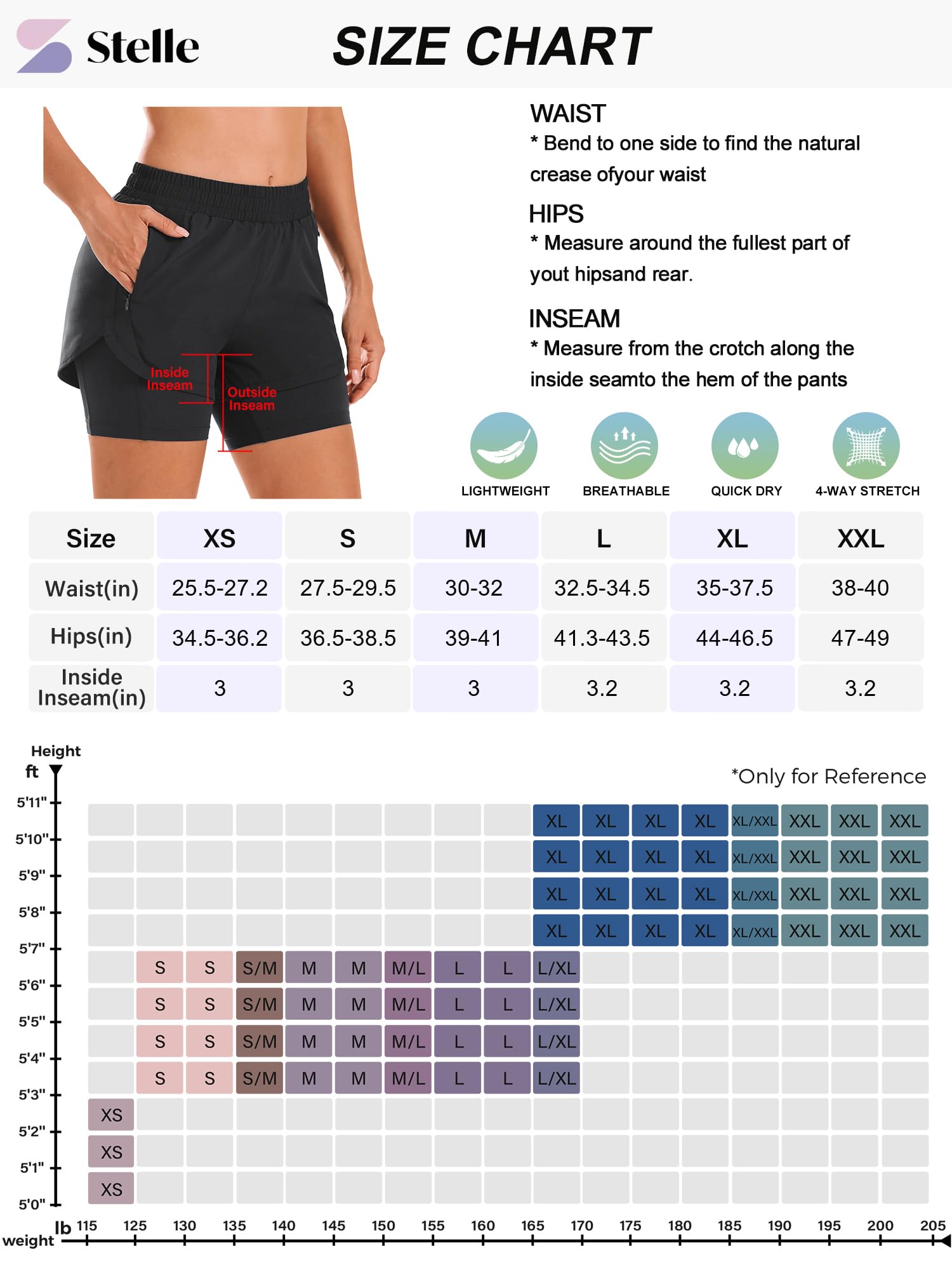 Stelle Women's 2-in-1 High Waisted Running Shorts with Liner & Zipper Pockets - Breathable Workout Shorts for Gym, Yoga, Jogging and Outdoor Activities