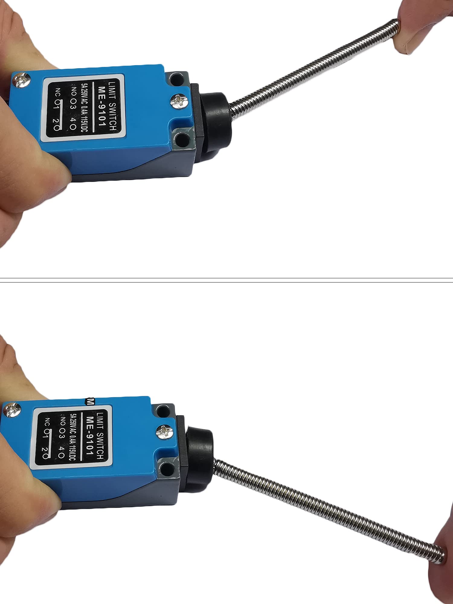 2PCS ME-9101 Momentary Limit Switch with Flexible Coil Spring Rod - NC/NO CNC Mill Laser Plasma Router Switch for Arduino Projects | Perfect for Industrial Automation & DIY CNC Machines